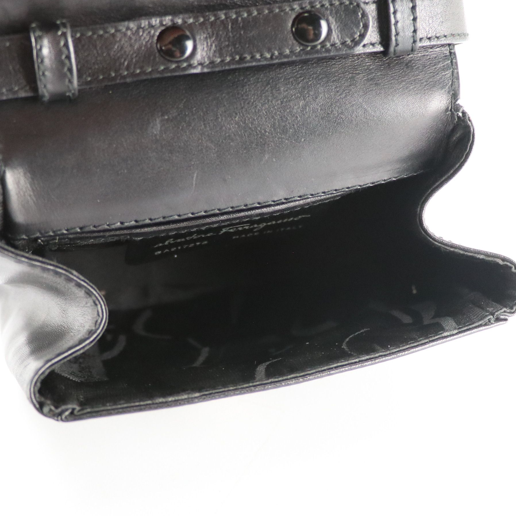 Salvatore Ferragamo Mini Vara Flap Crossbody Bag in Black Leather