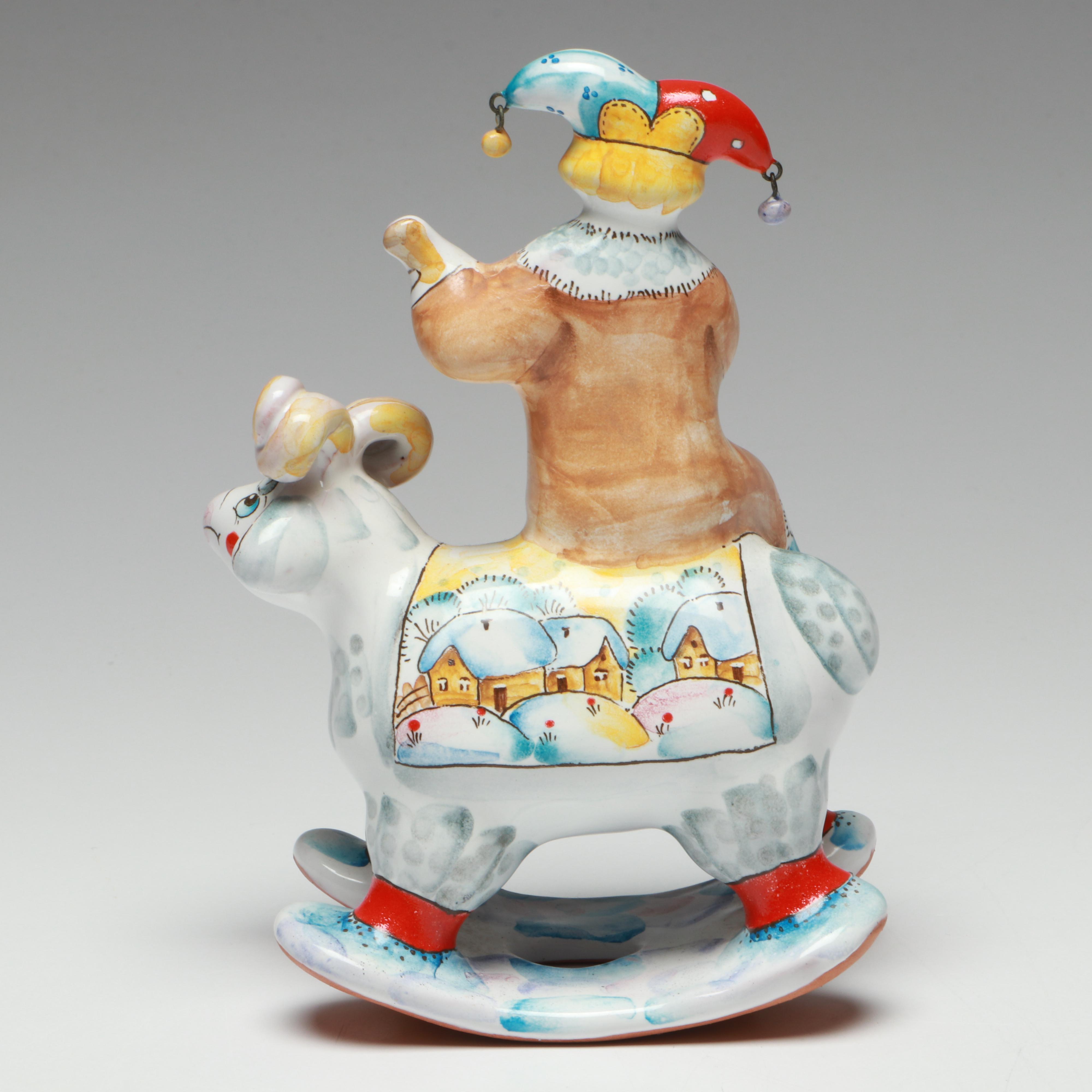 Russian Majolica Terracotta Folk Art Skomorokh Jesters