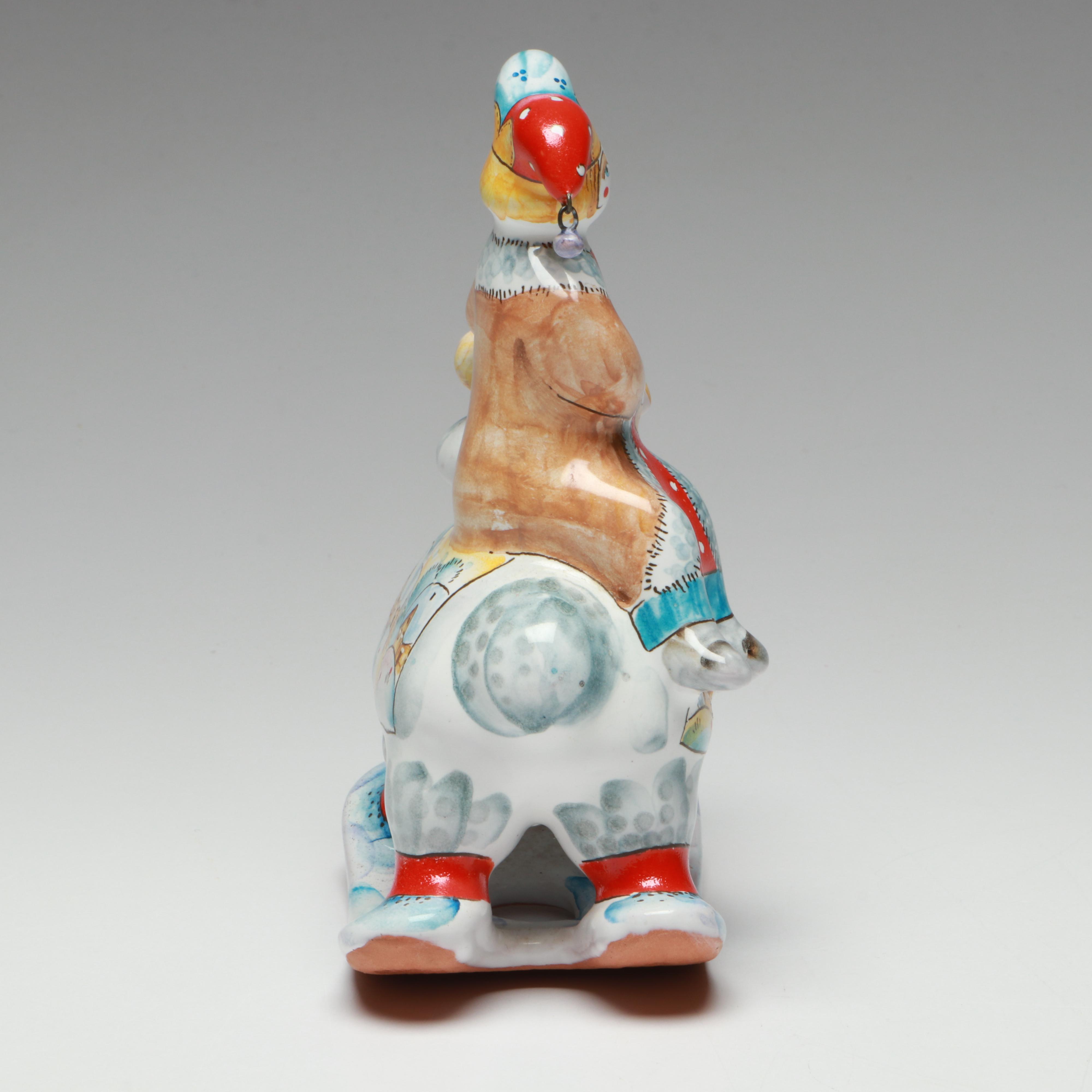 Russian Majolica Terracotta Folk Art Skomorokh Jesters