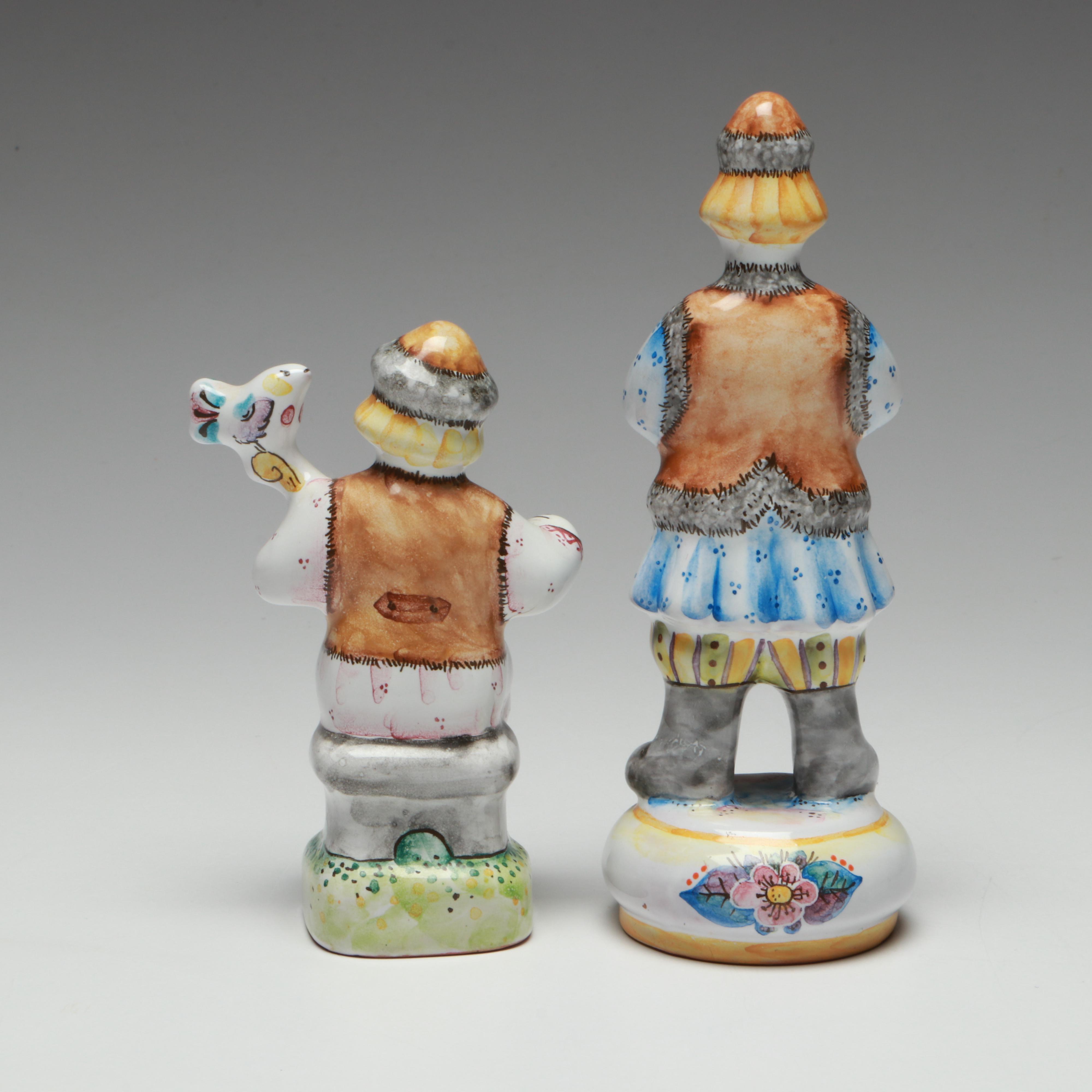 Russian Majolica Terracotta Folk Art Skomorokh Jesters