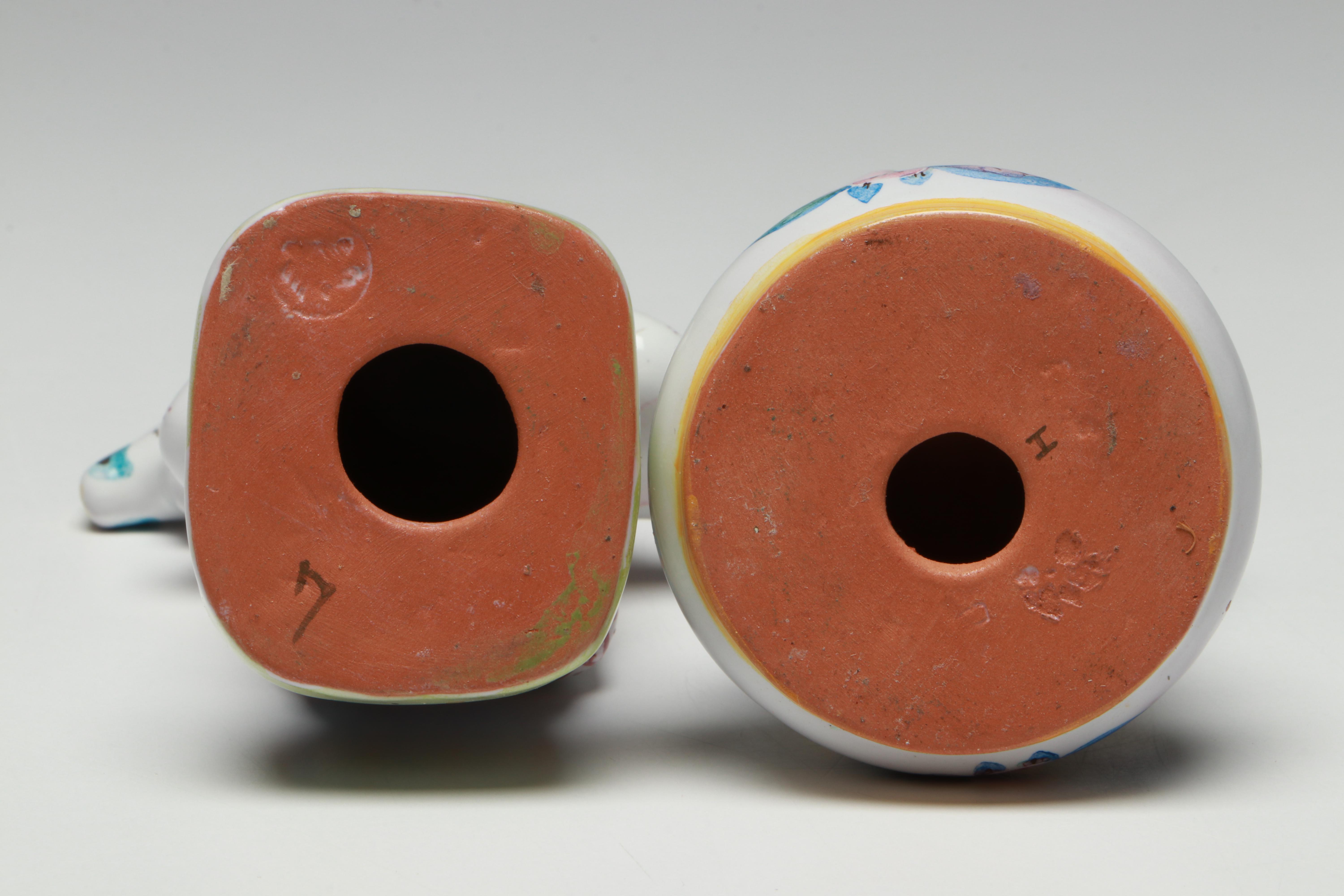 Russian Majolica Terracotta Folk Art Skomorokh Jesters