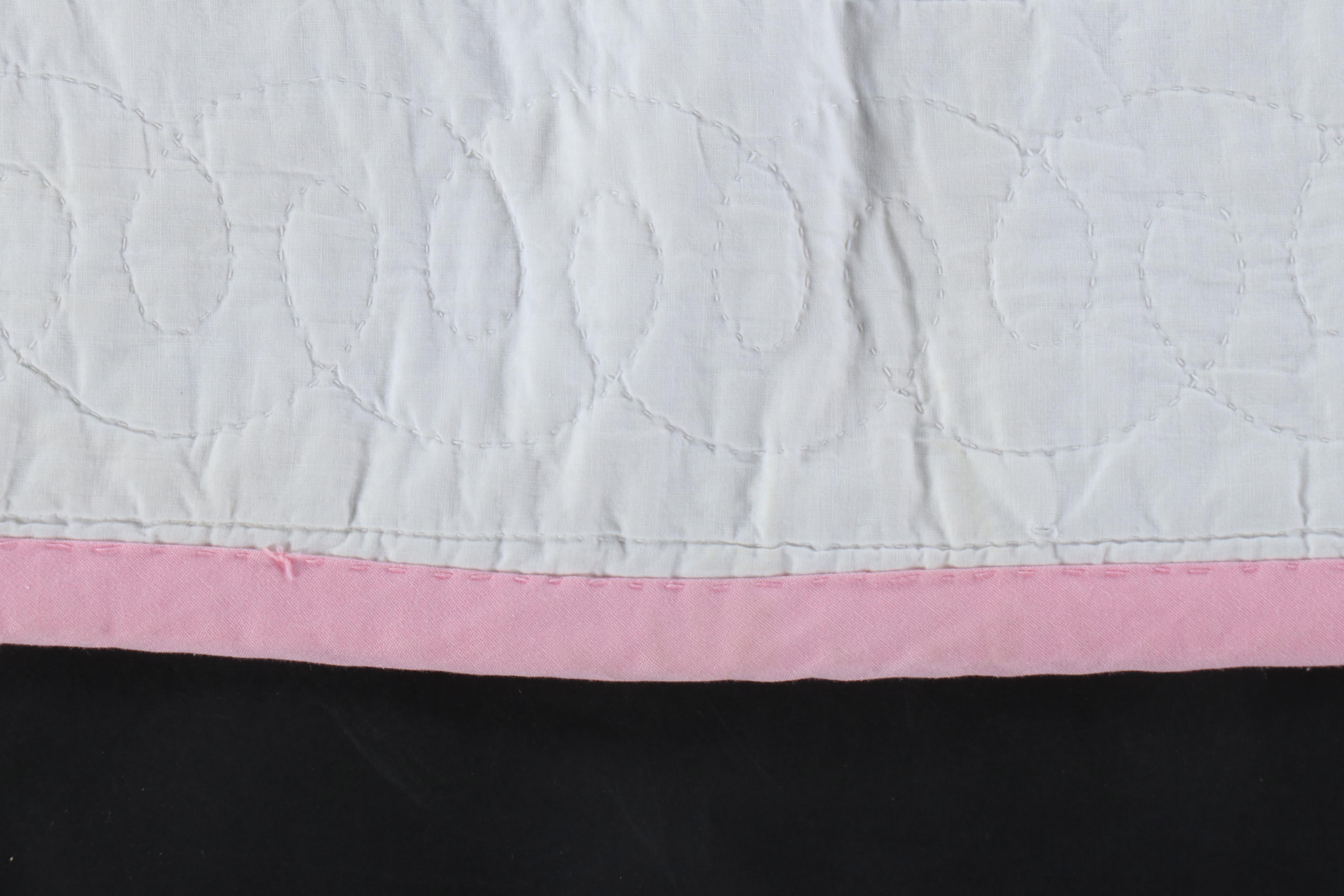 Handmade Cherry Blossom Cotton Applique Twin-Sized Quilt