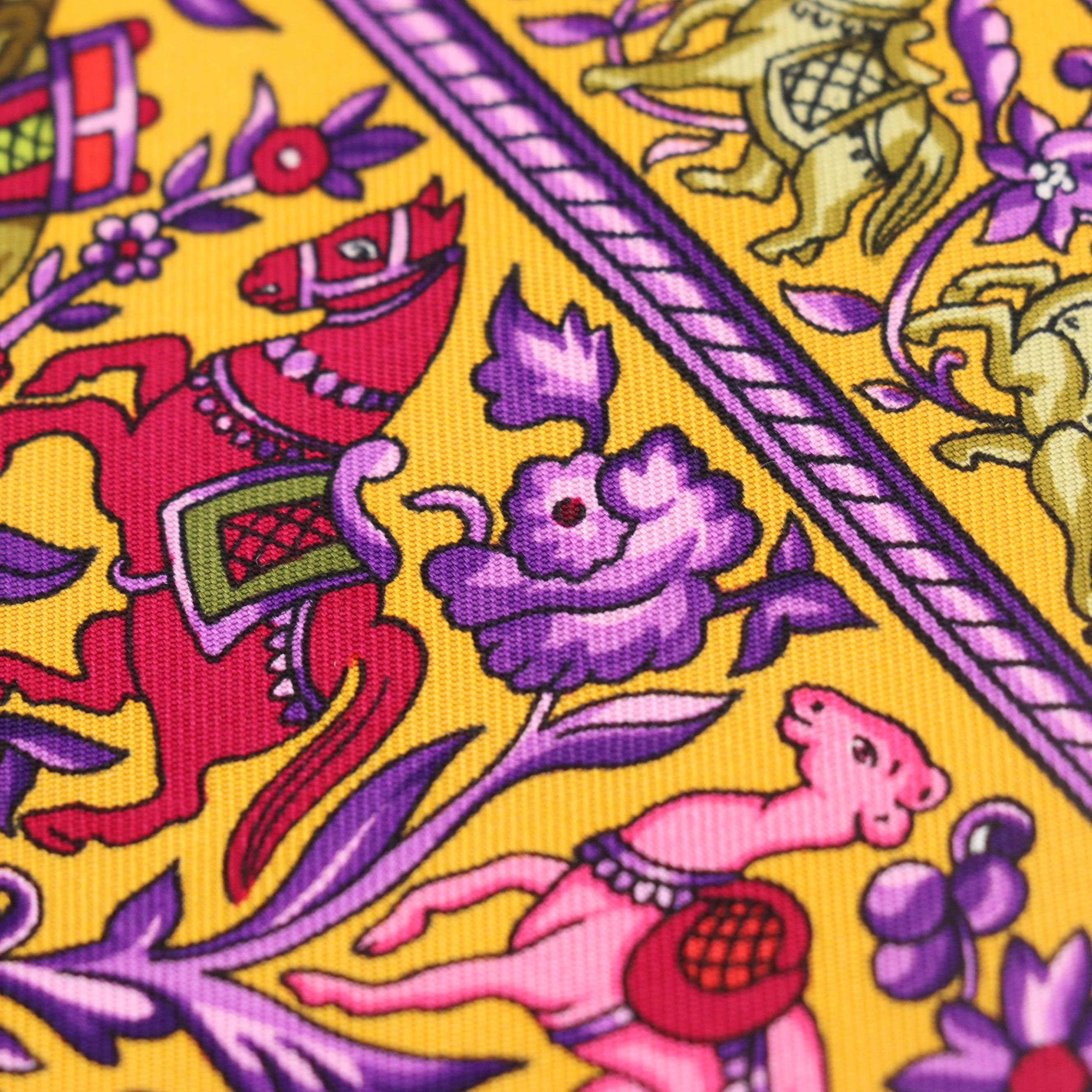 Hermès Silk Twill Necktie in Orange and Purple Animal Pattern