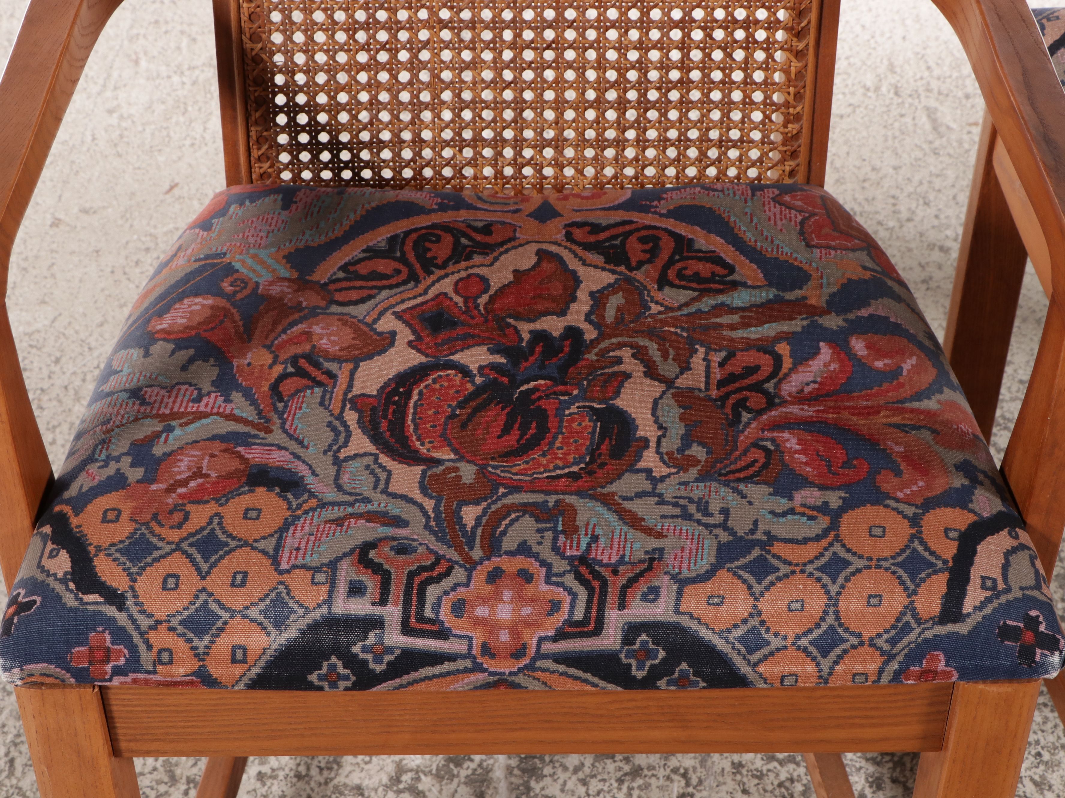 Nine Piece Mid Century French Provincial Style Dining Set with Cane Back Chairs