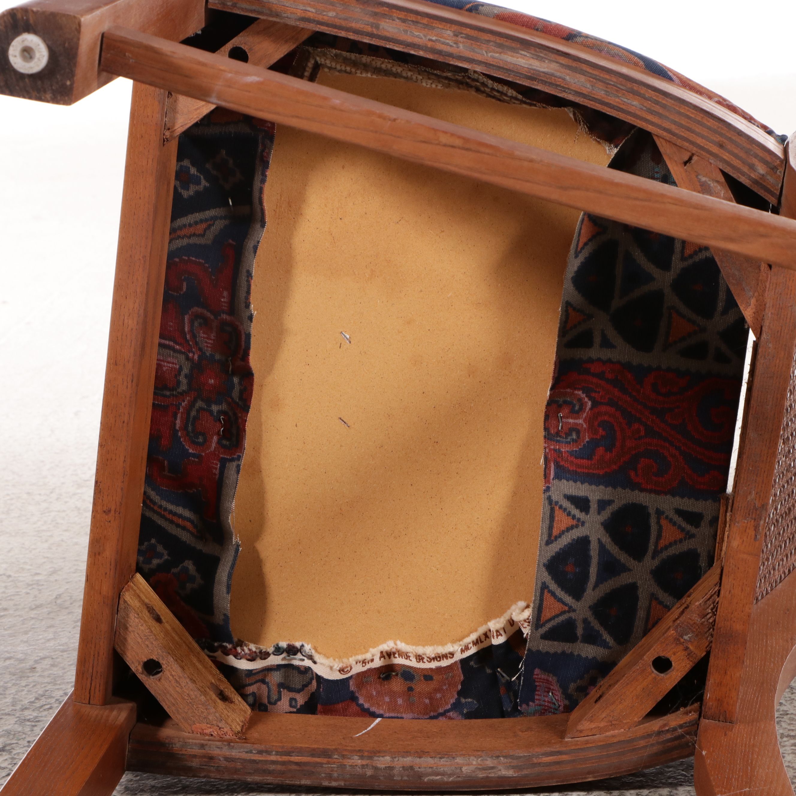 Nine Piece Mid Century French Provincial Style Dining Set with Cane Back Chairs