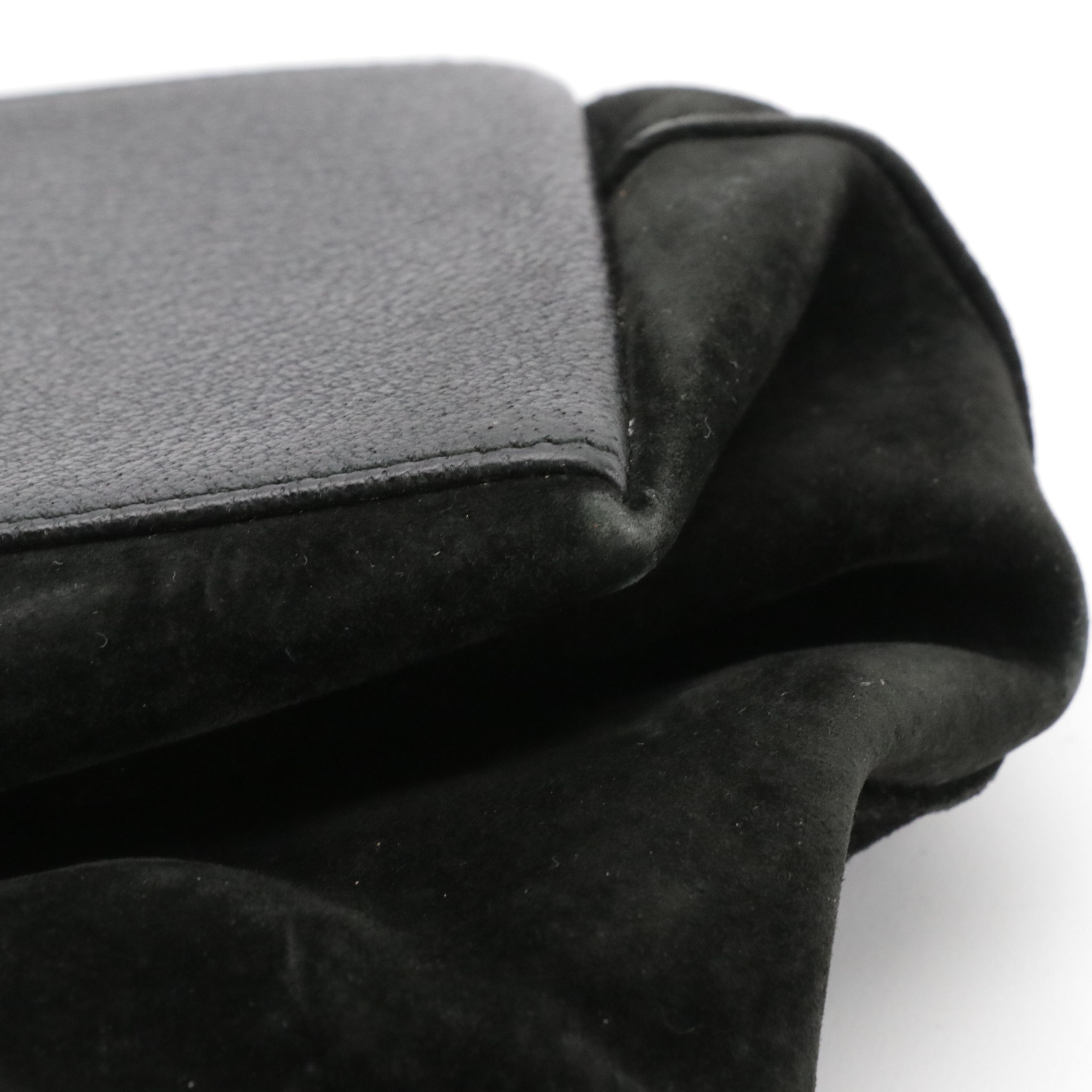 Gucci Bamboo Handle Front Pocket Shoulder Bag in Black Suede and Leather