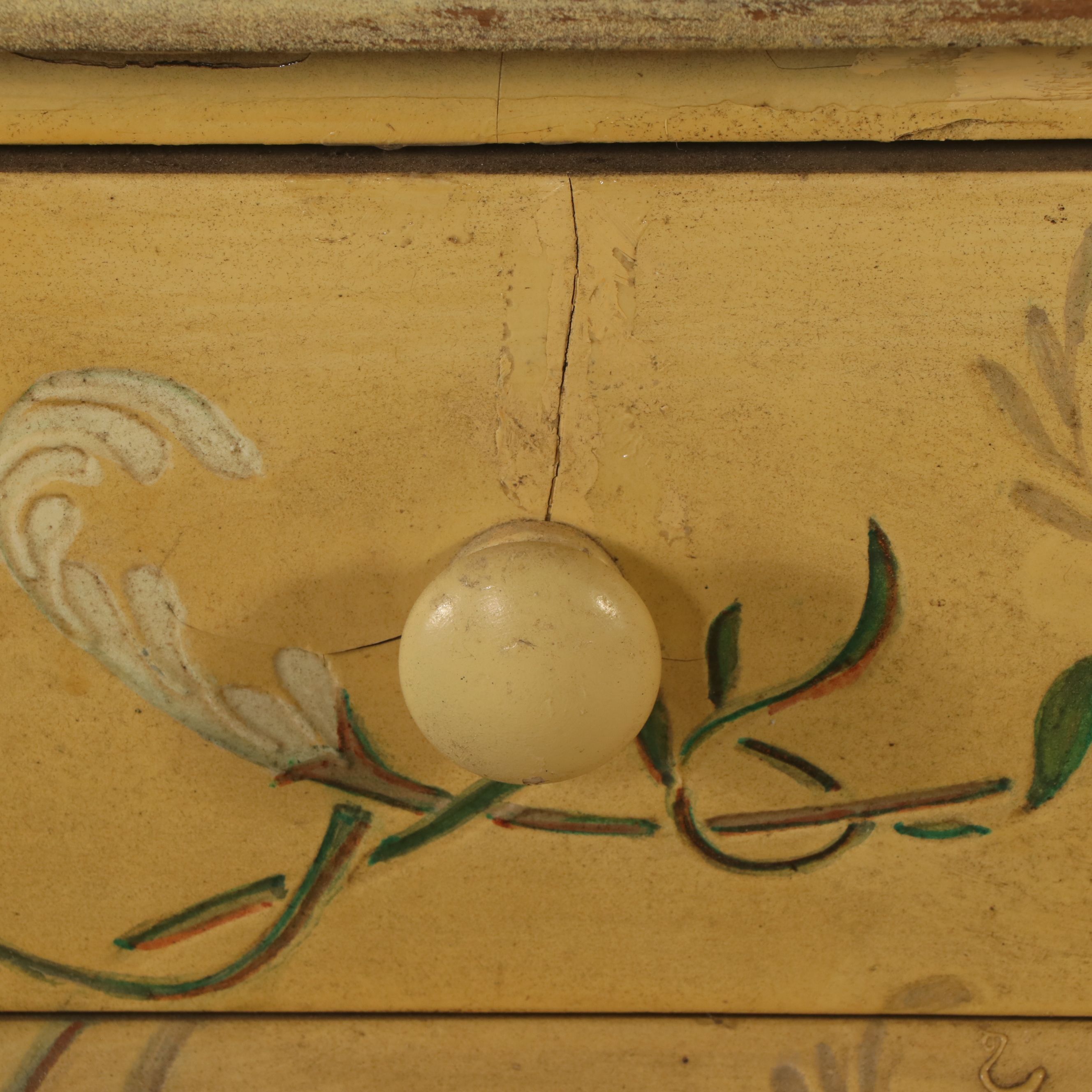 Baroque Style Paint-Decorated Wooden Bombe Chest