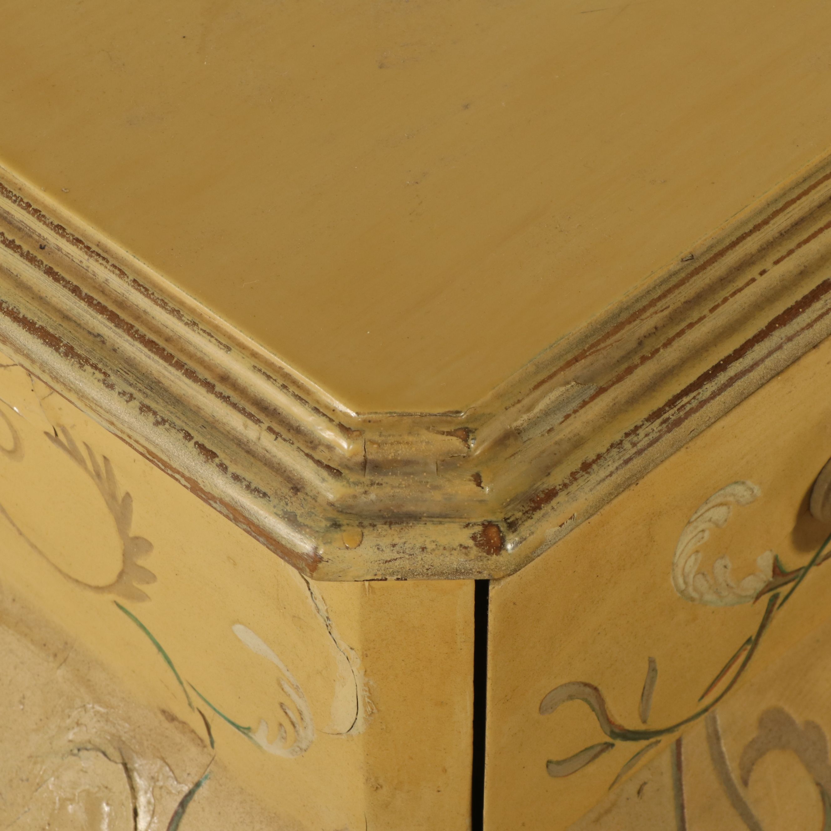 Baroque Style Paint-Decorated Wooden Bombe Chest