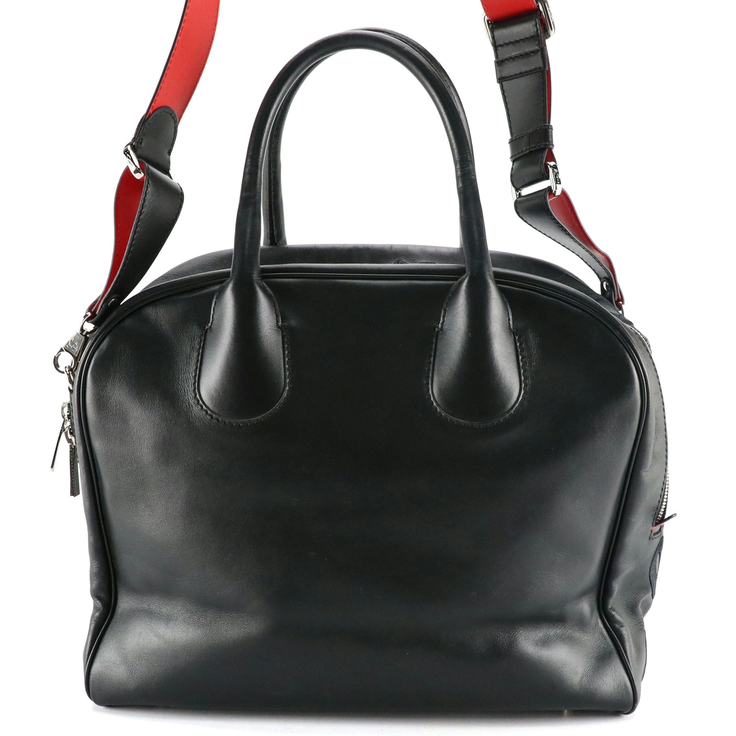 Christian Louboutin Embroidered Black Leather Two-Way Tote Bag
