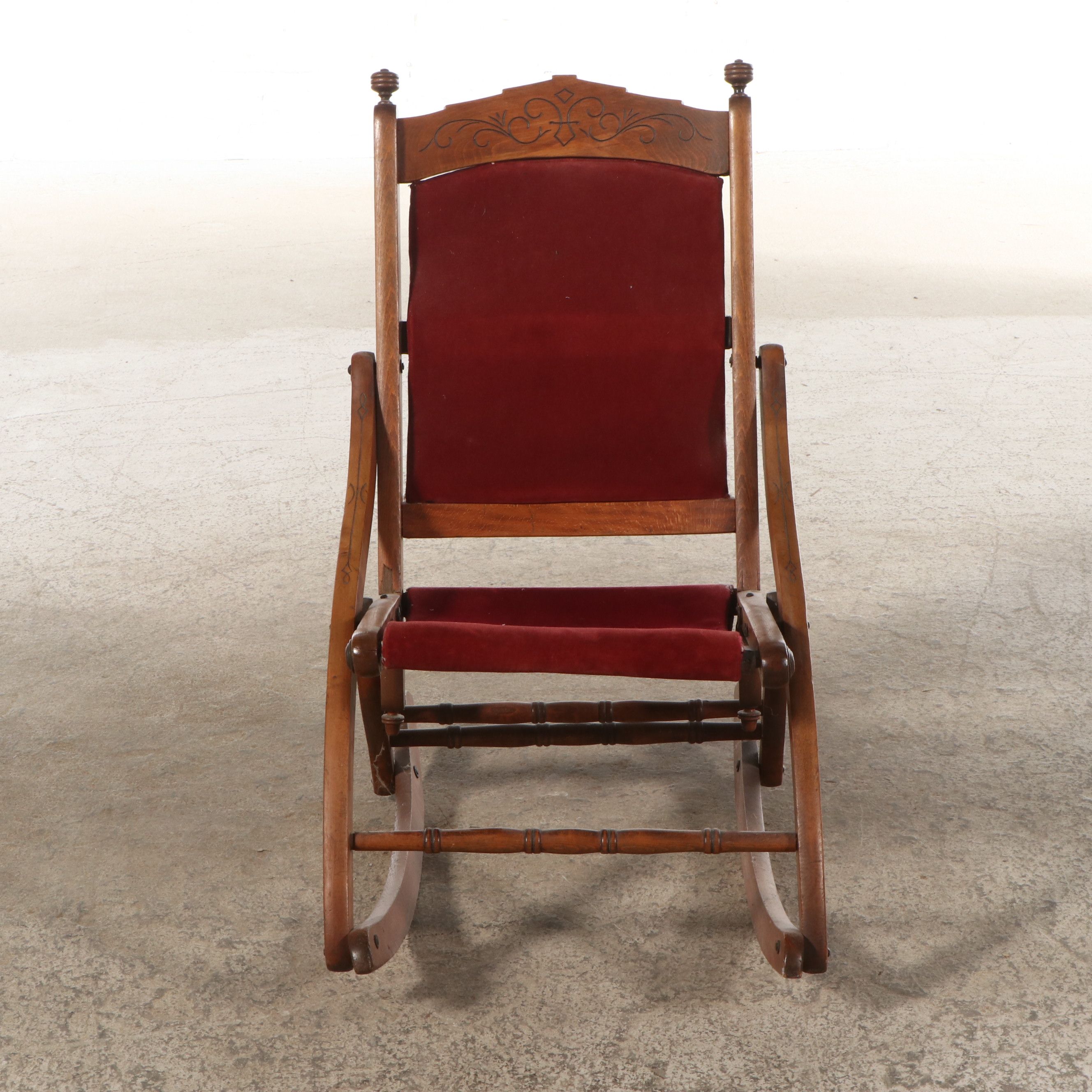 Victorian Eastlake Style Folding Rocking Chair, Late 19th/ Early 20th Century