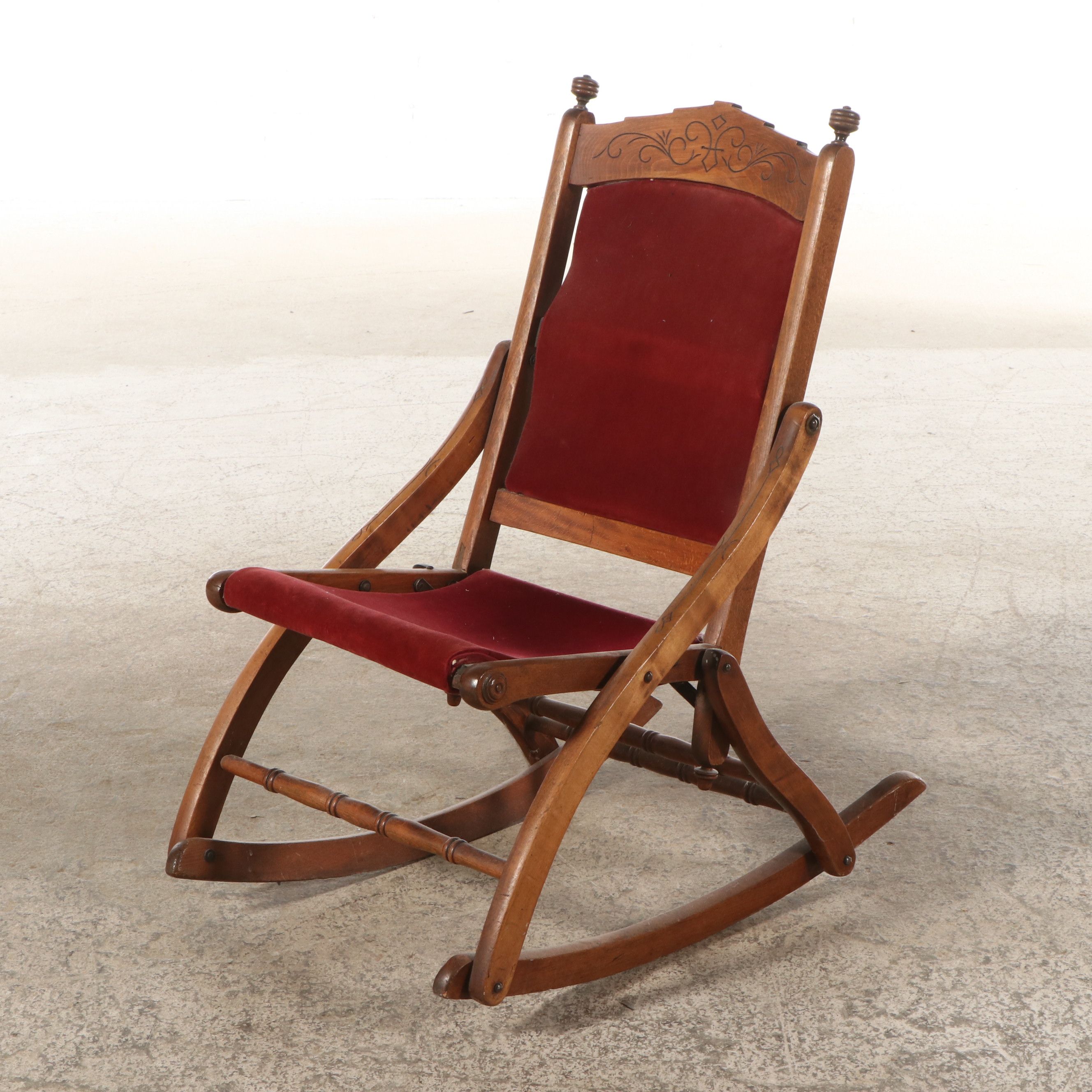 Victorian Eastlake Style Folding Rocking Chair, Late 19th/ Early 20th Century