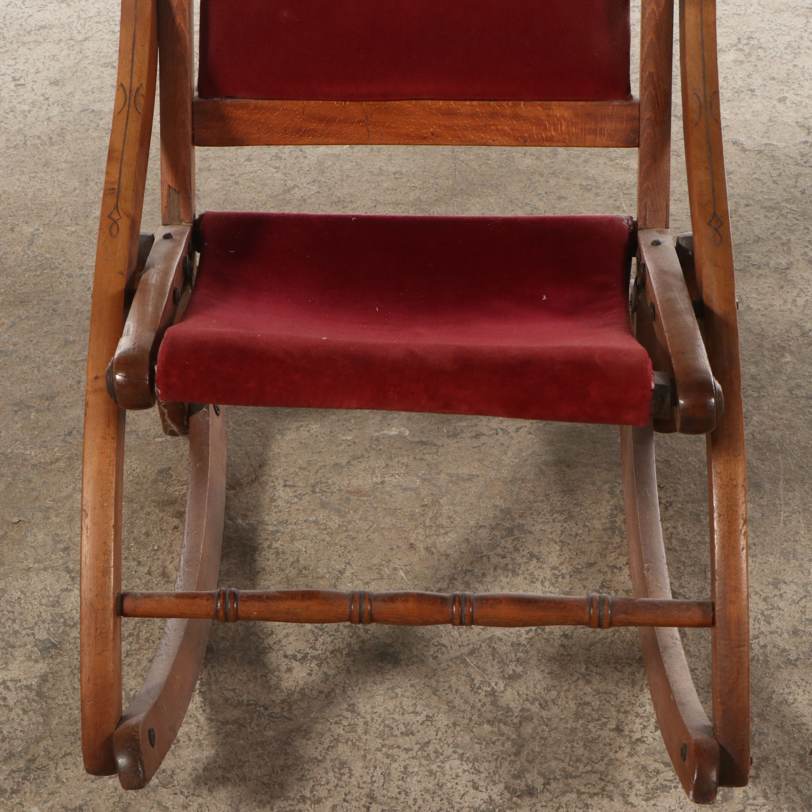 Victorian Eastlake Style Folding Rocking Chair, Late 19th/ Early 20th Century