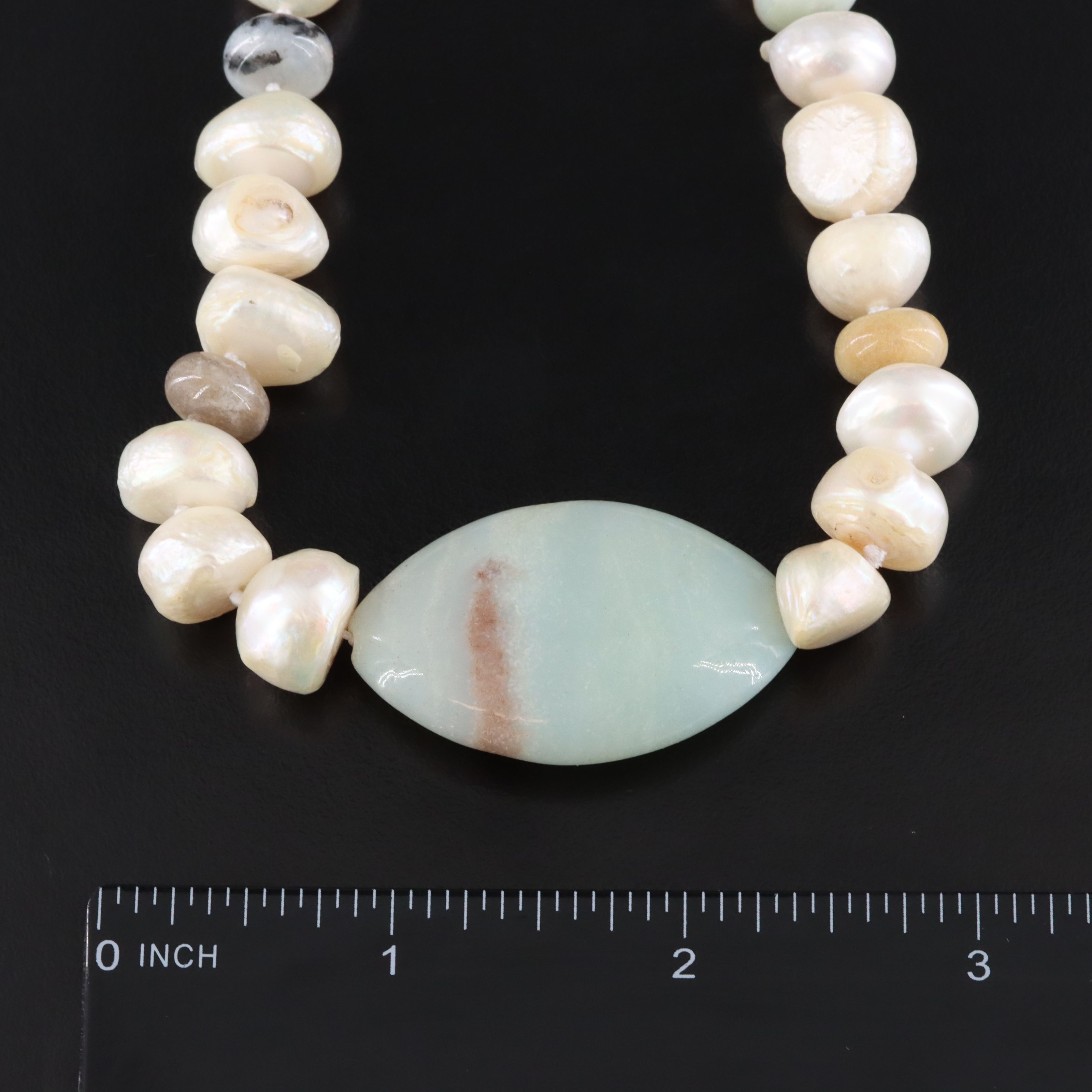 Pearl, Chalcedony and Agate Necklaces with Sterling Clasps