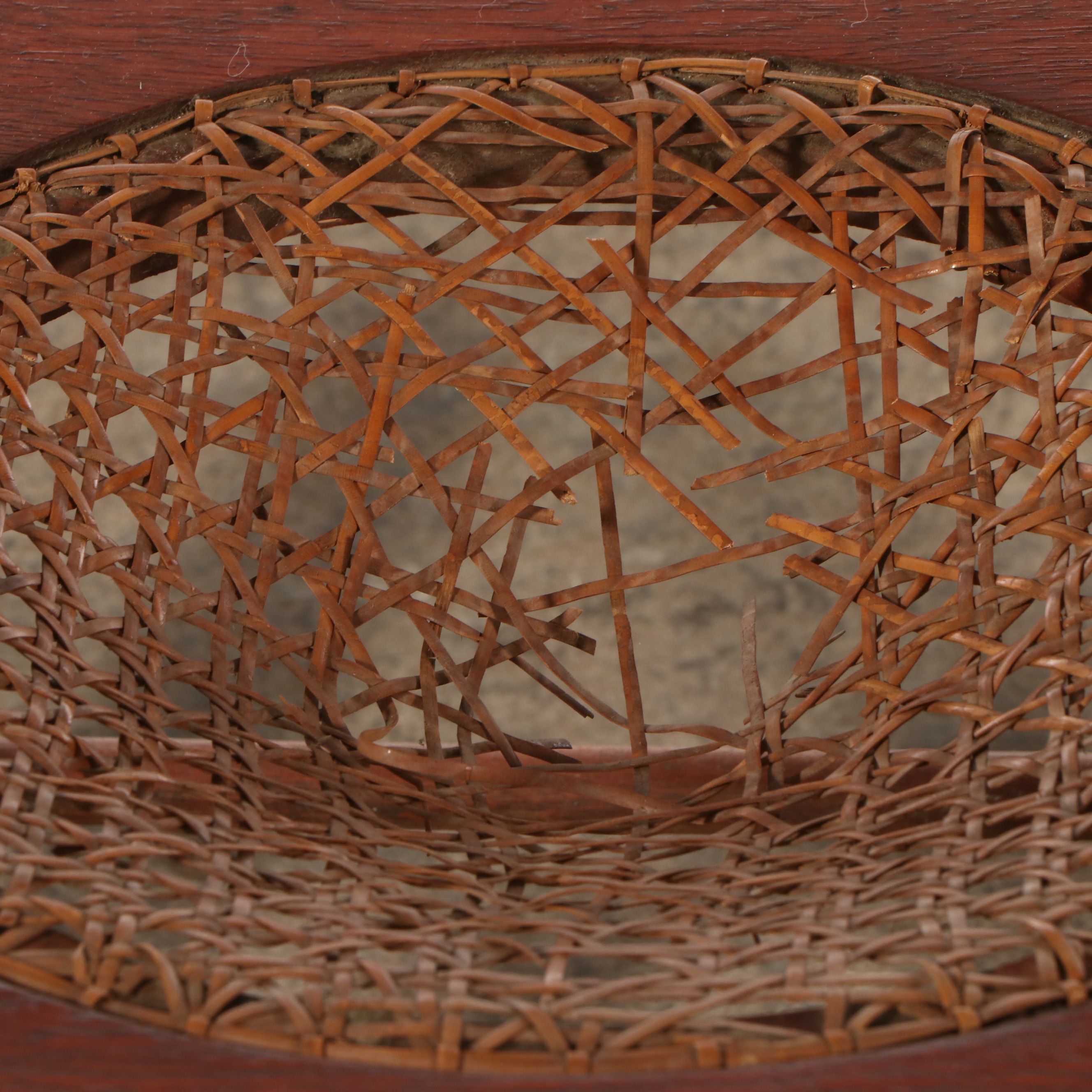 Late Victorian Carved Oak Rocking Chair with Cane Bottom Seat