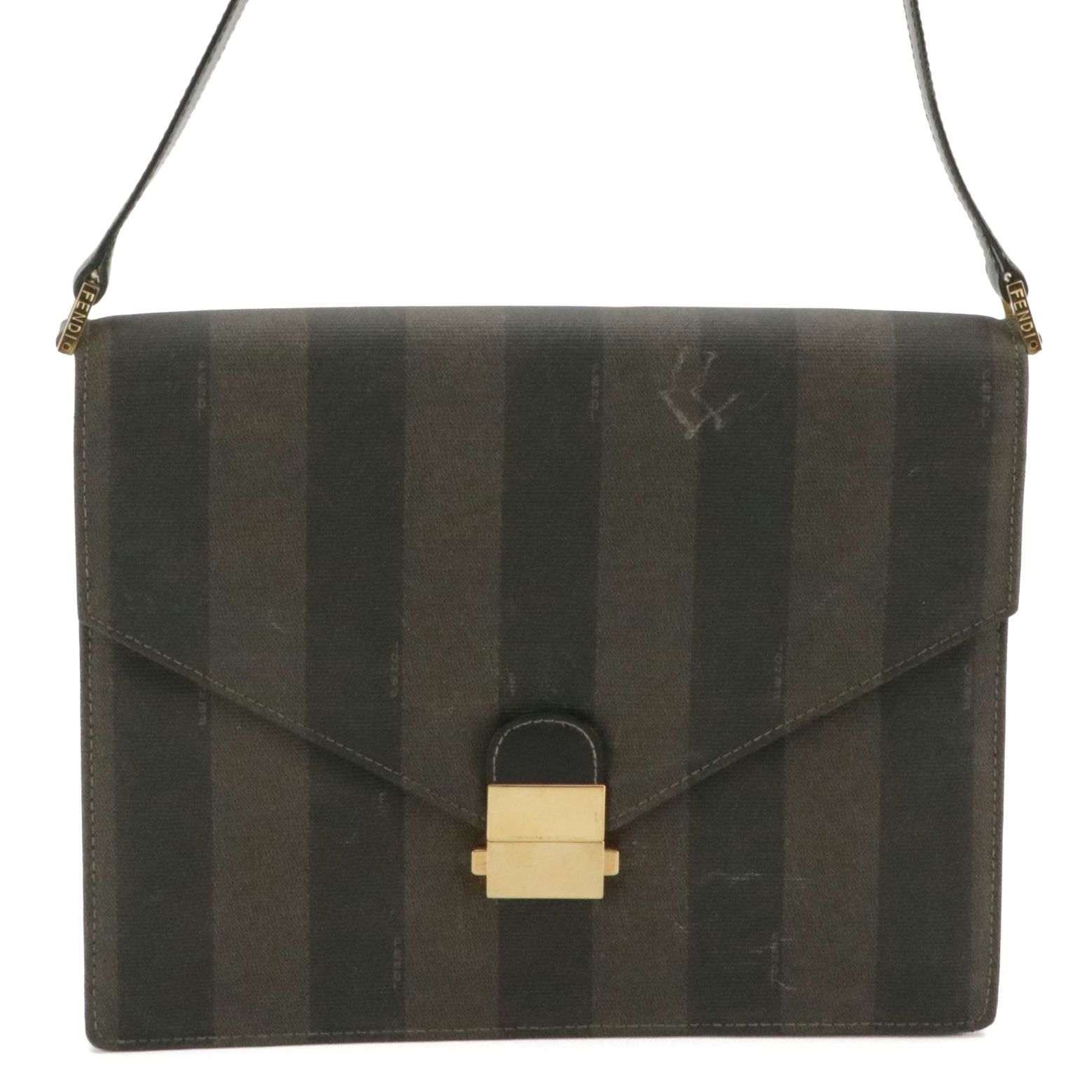 Fendi Envelope Flap Shoulder Bag in Pequin Canvas