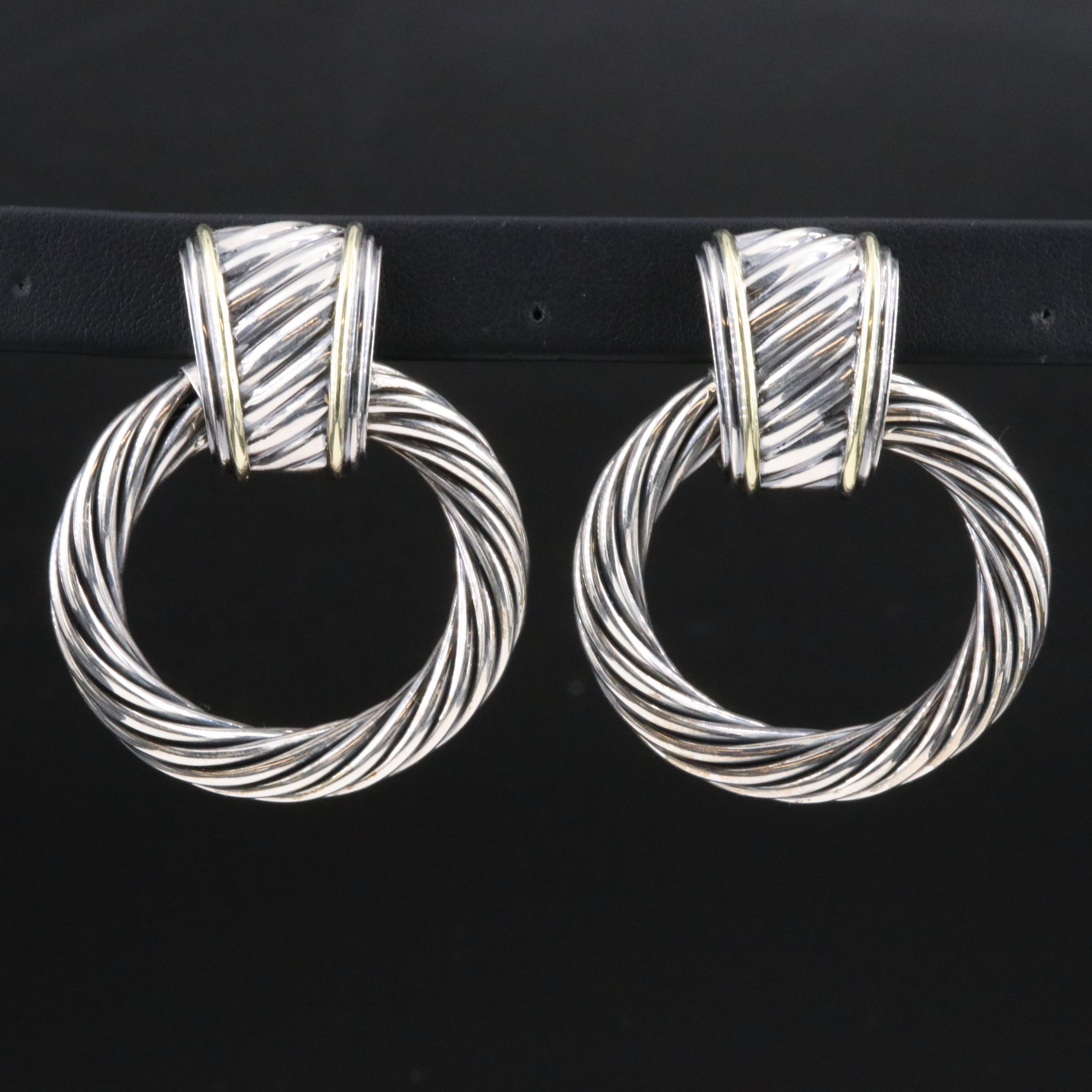 David Yurman Thoroughbred Sterling and 14K Detachable Door Knocker Earrings