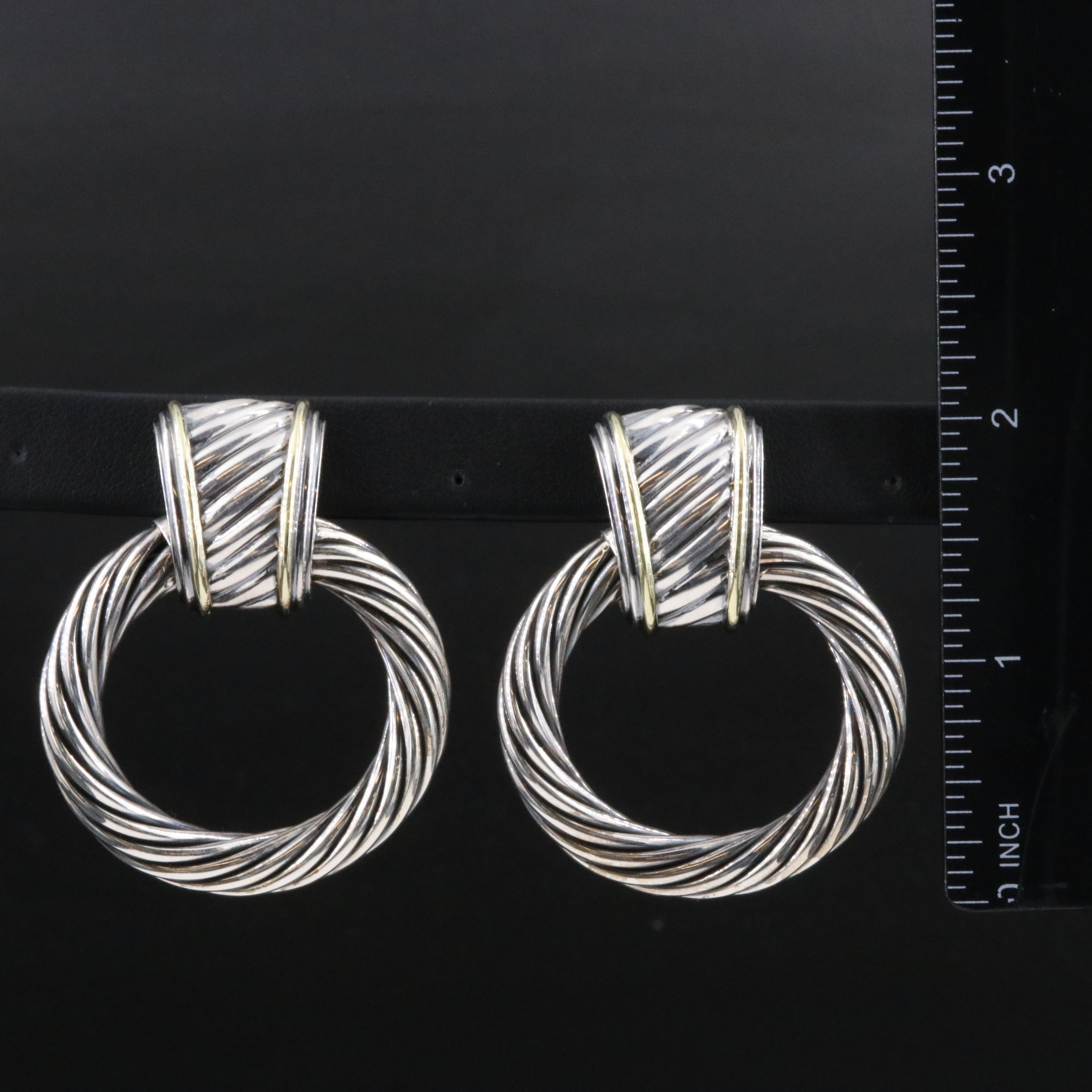 David Yurman Thoroughbred Sterling and 14K Detachable Door Knocker Earrings