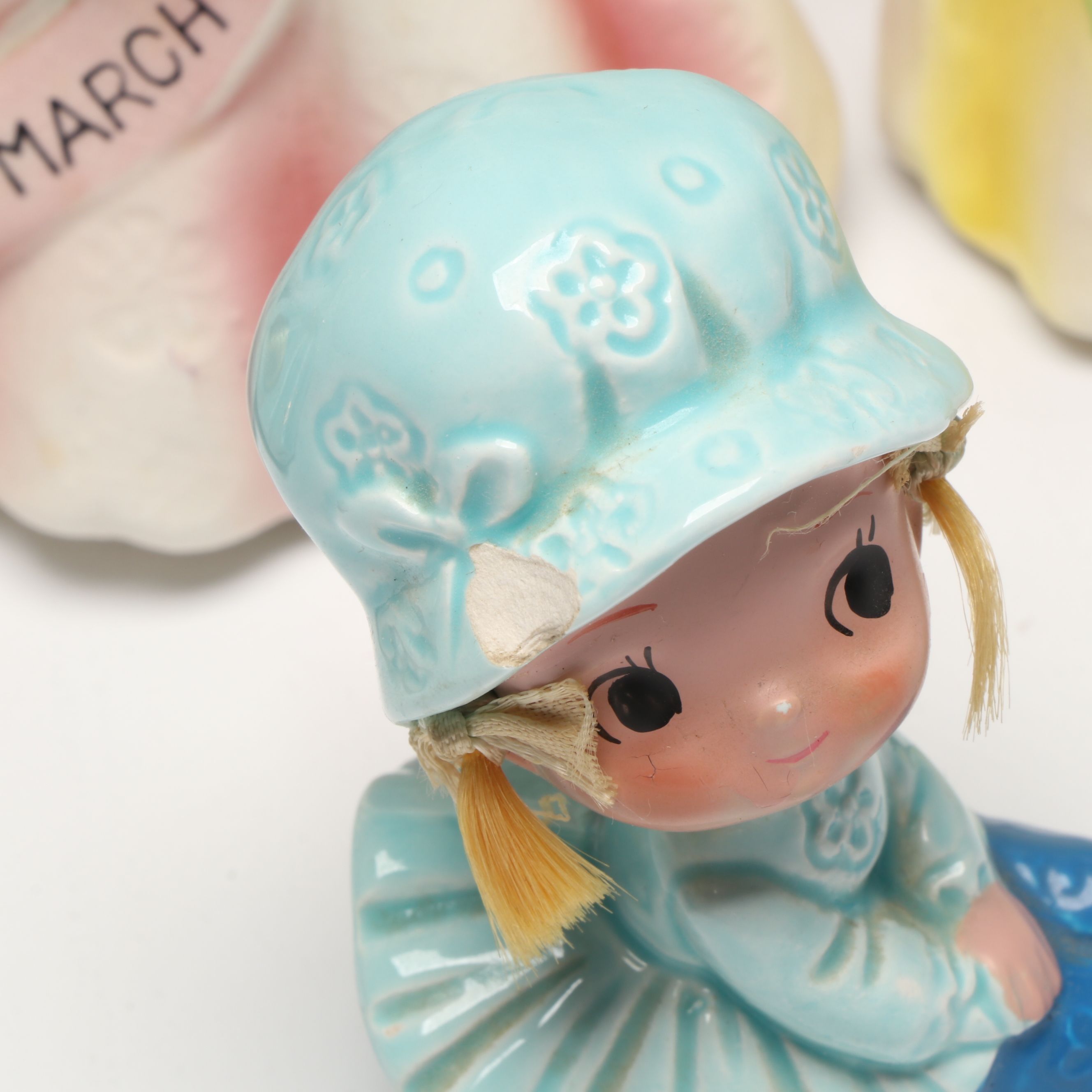 Josef "March" with More Ceramic Figurines and Bell, Late 20th Century