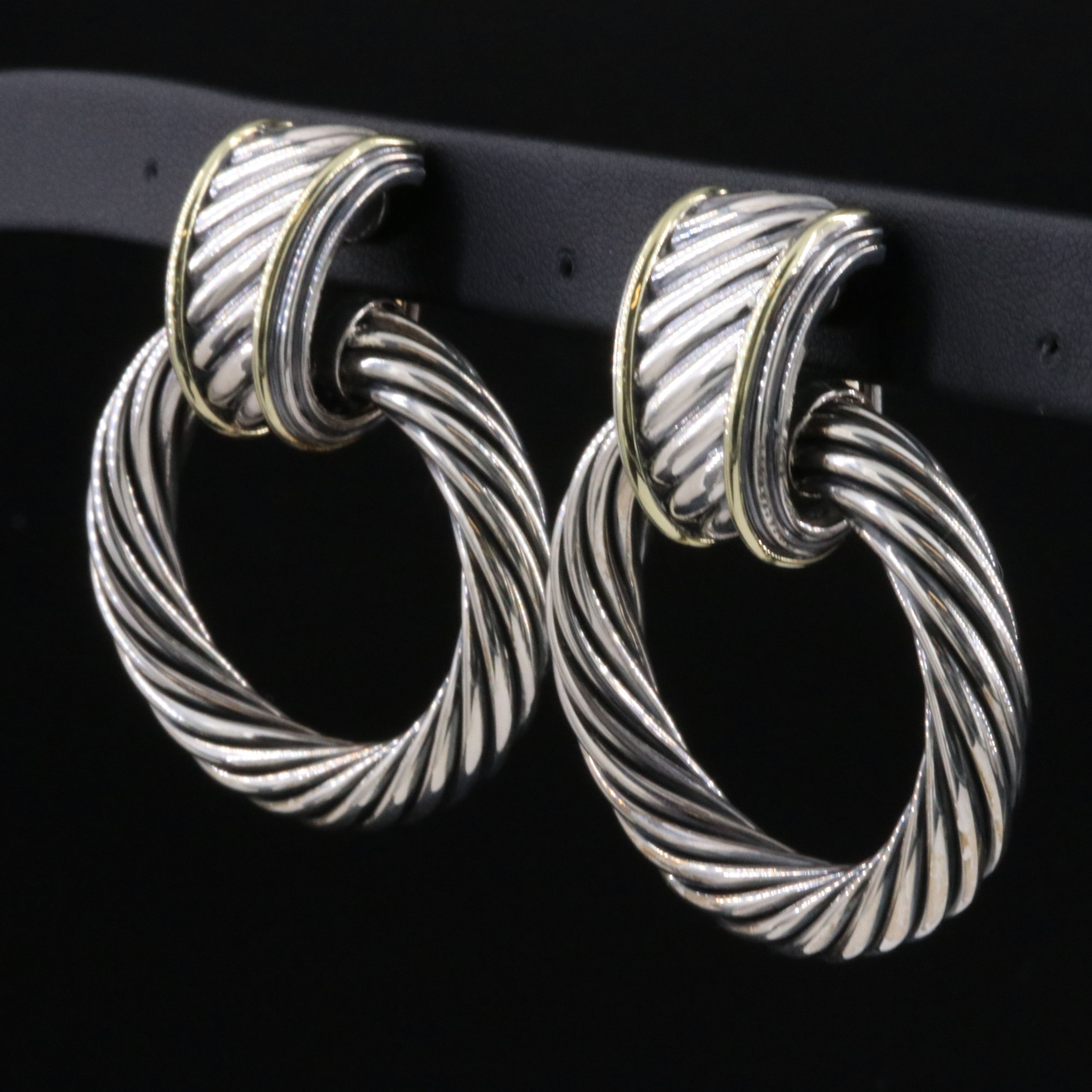 David Yurman Thoroughbred Sterling and 14K Detachable Door Knocker Earrings