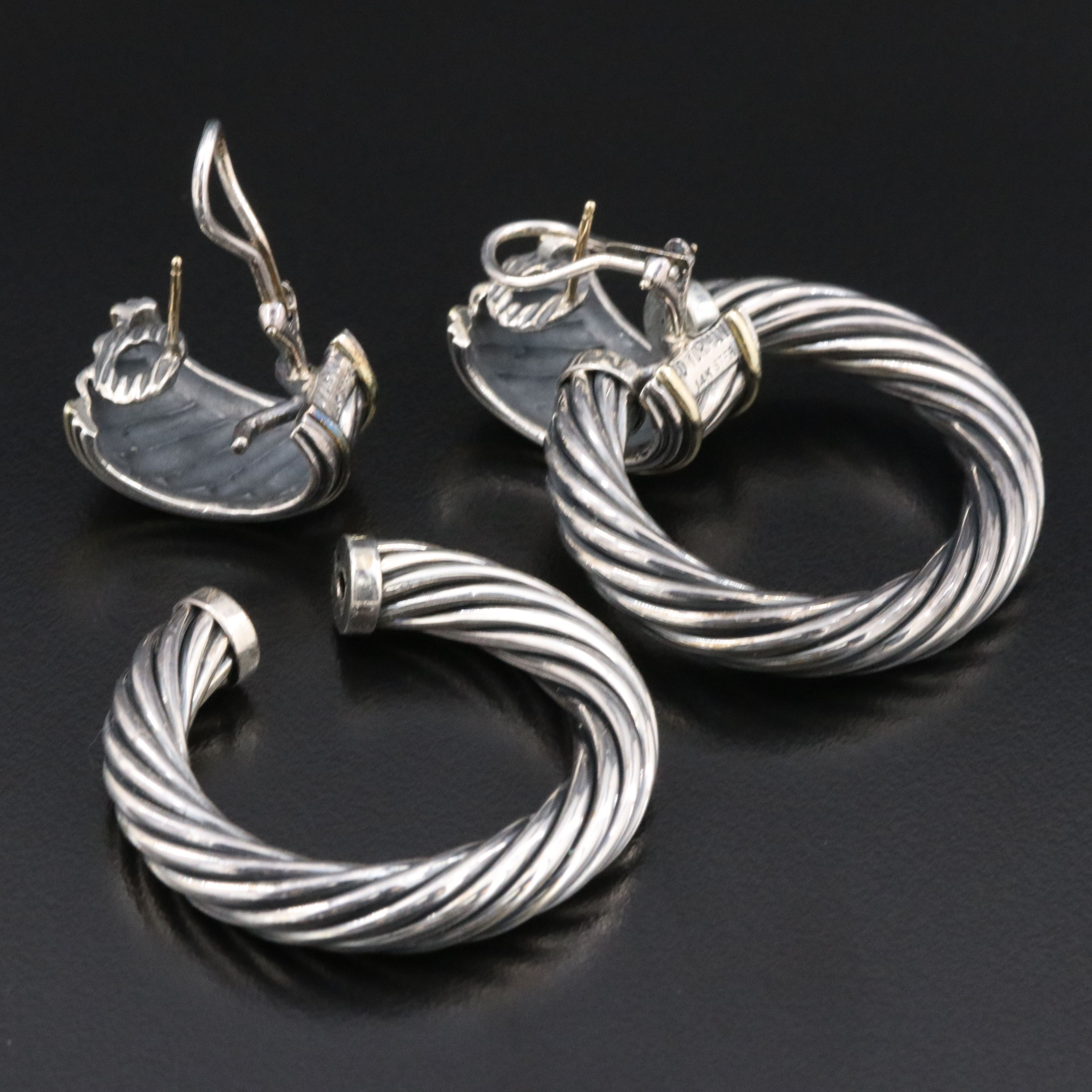 David Yurman Thoroughbred Sterling and 14K Detachable Door Knocker Earrings