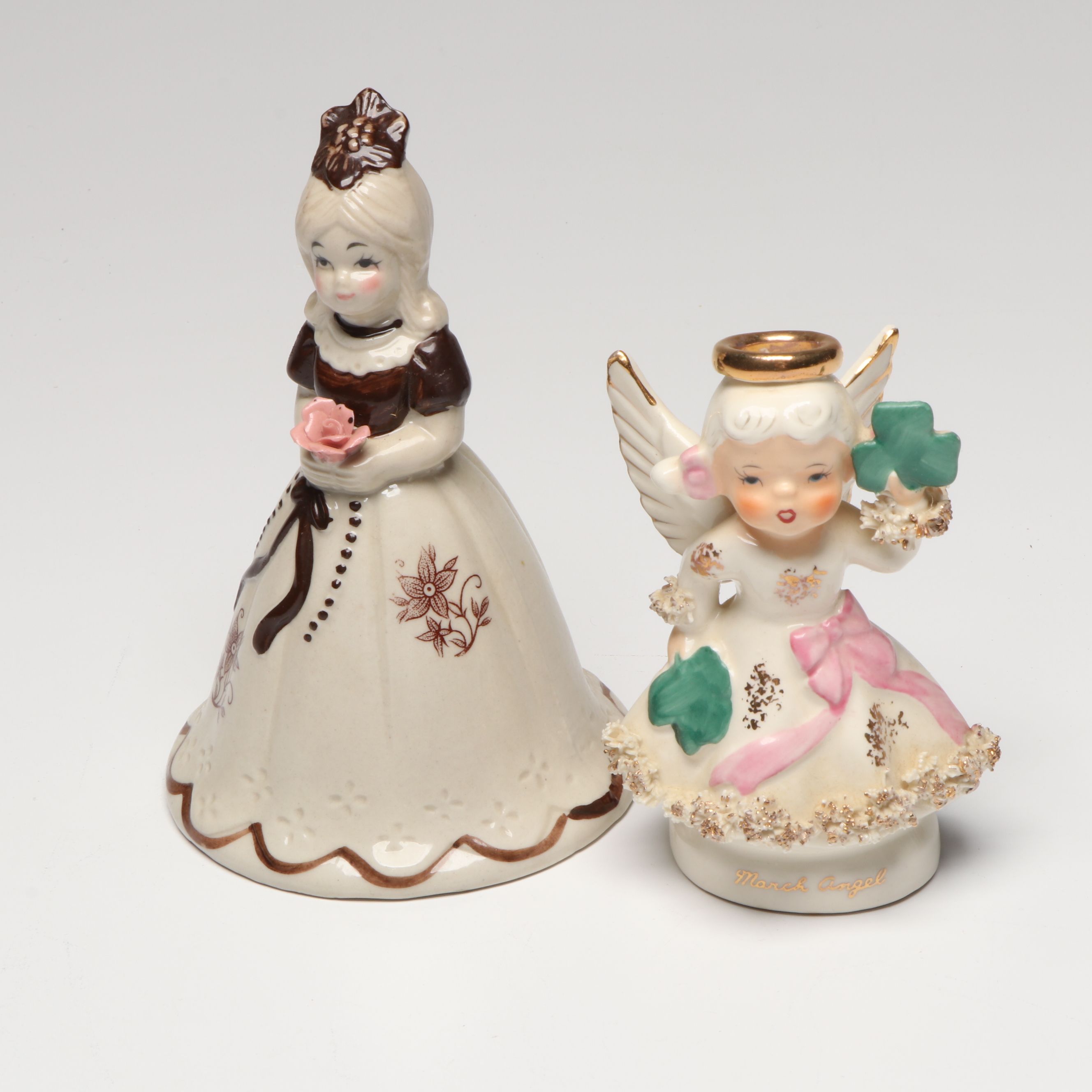 Josef "March" with More Ceramic Figurines and Bell, Late 20th Century