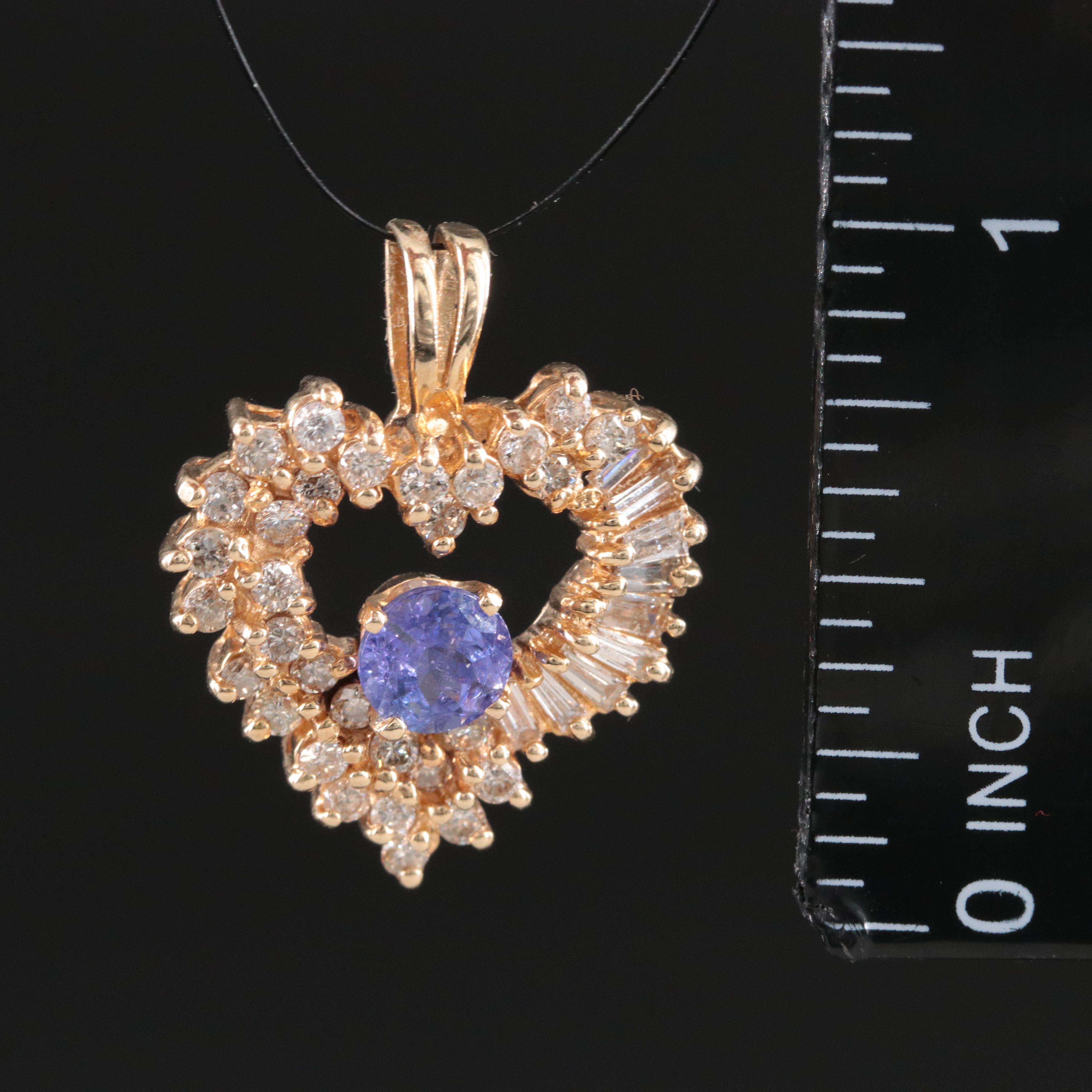 14K Tanzanite and 1.07 CTW Diamond Heart Pendant