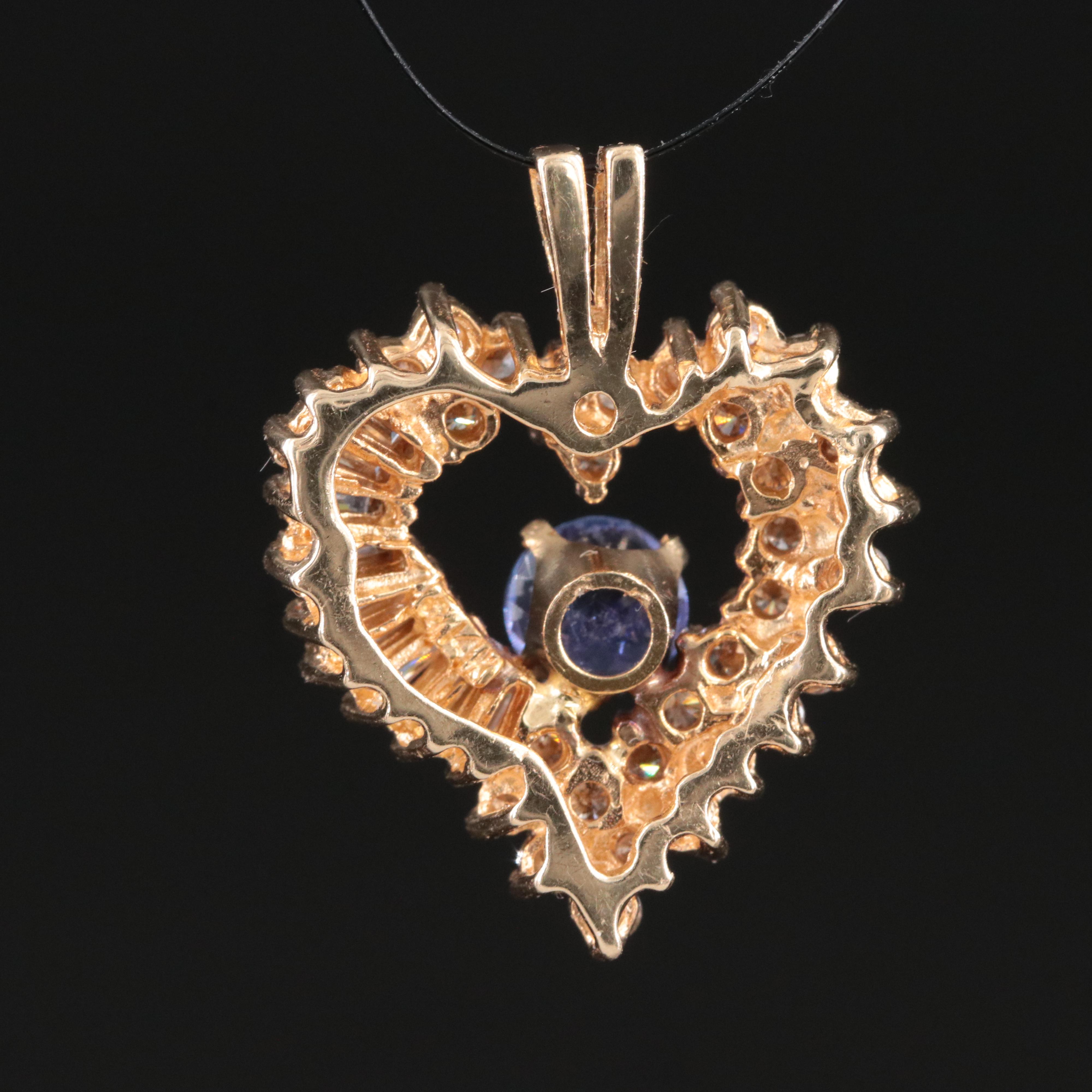14K Tanzanite and 1.07 CTW Diamond Heart Pendant
