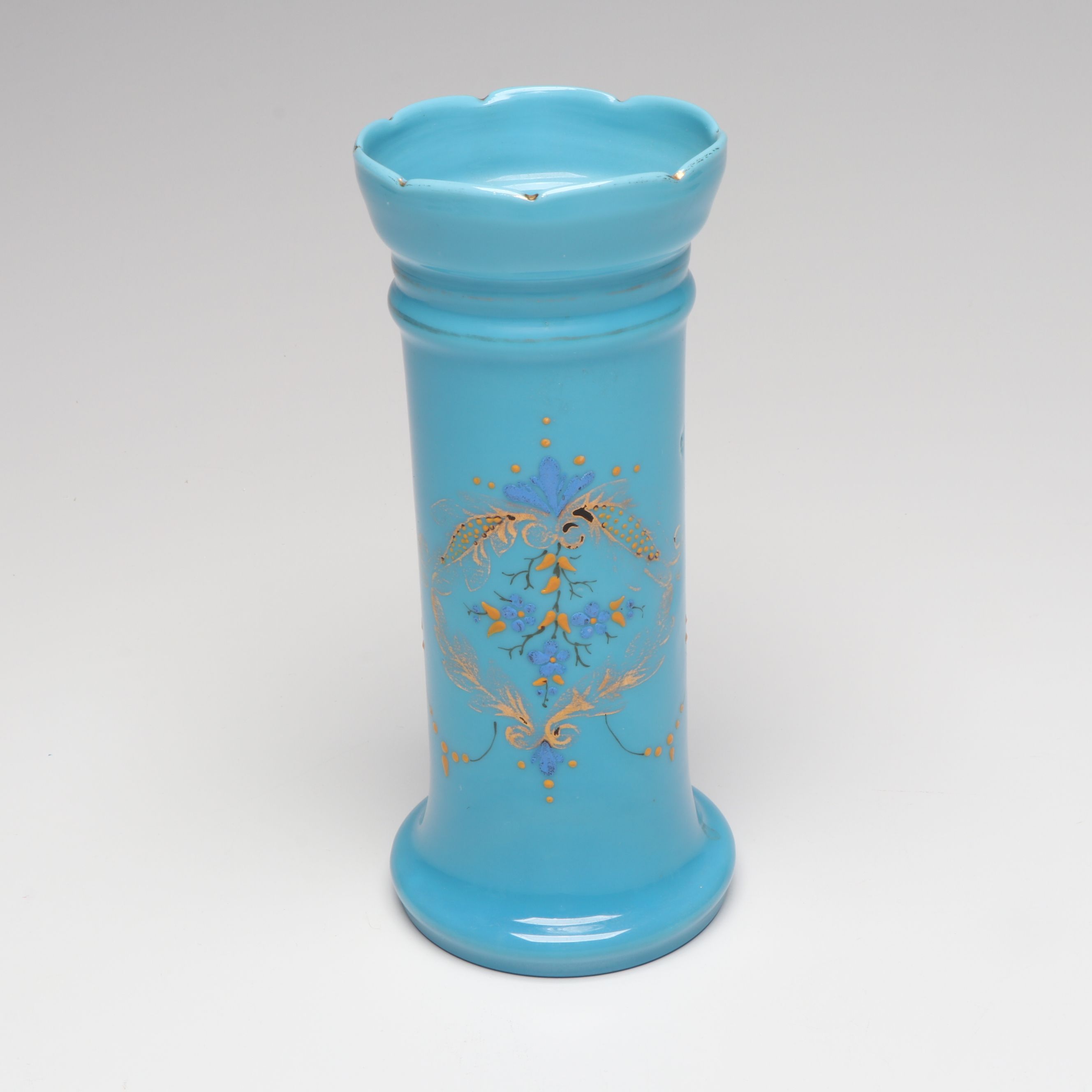 Victorian Style Bristol & Opaline Glass Vessels, American Candlesticks