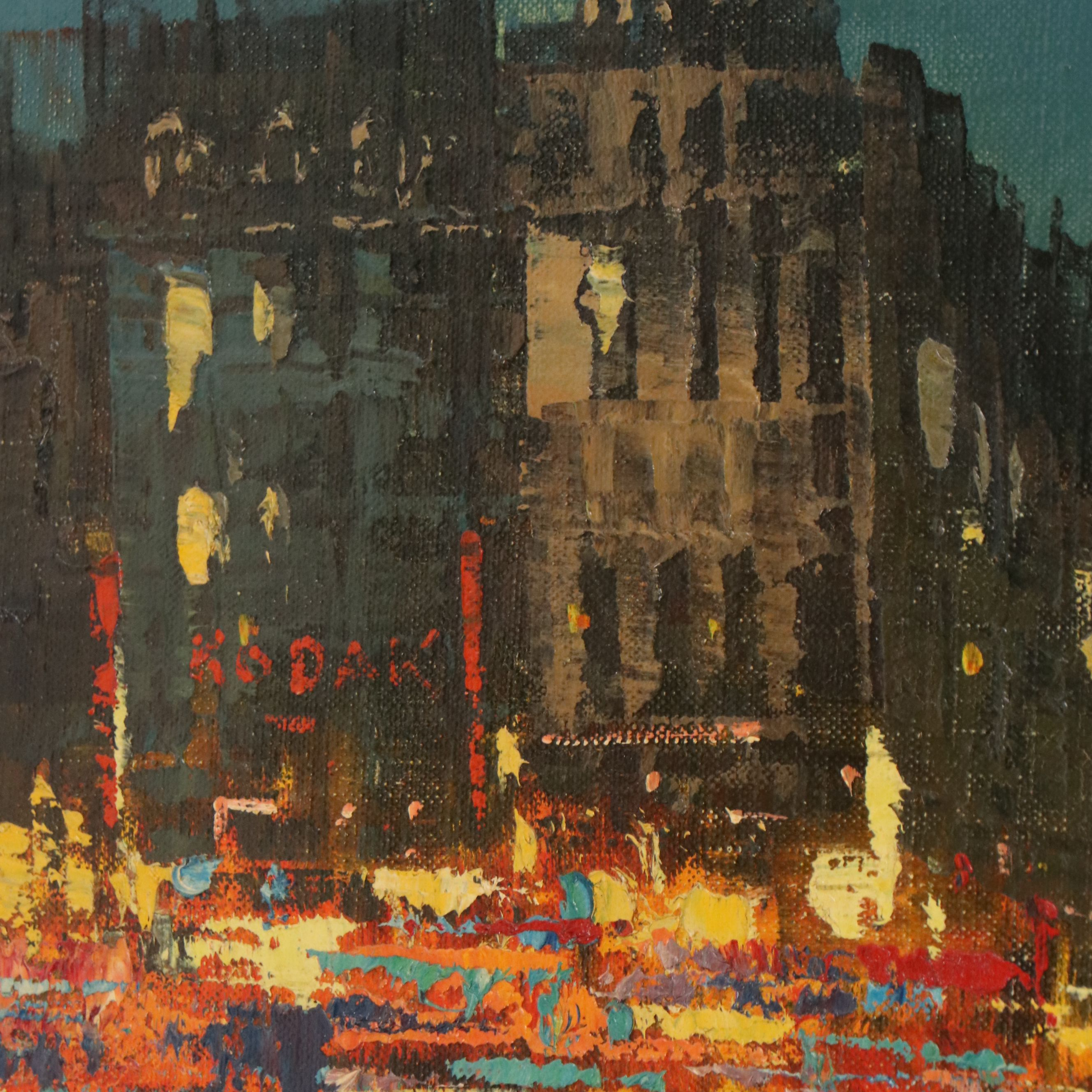 Impressionistic Oil Painting of European Cityscape, 20th Century