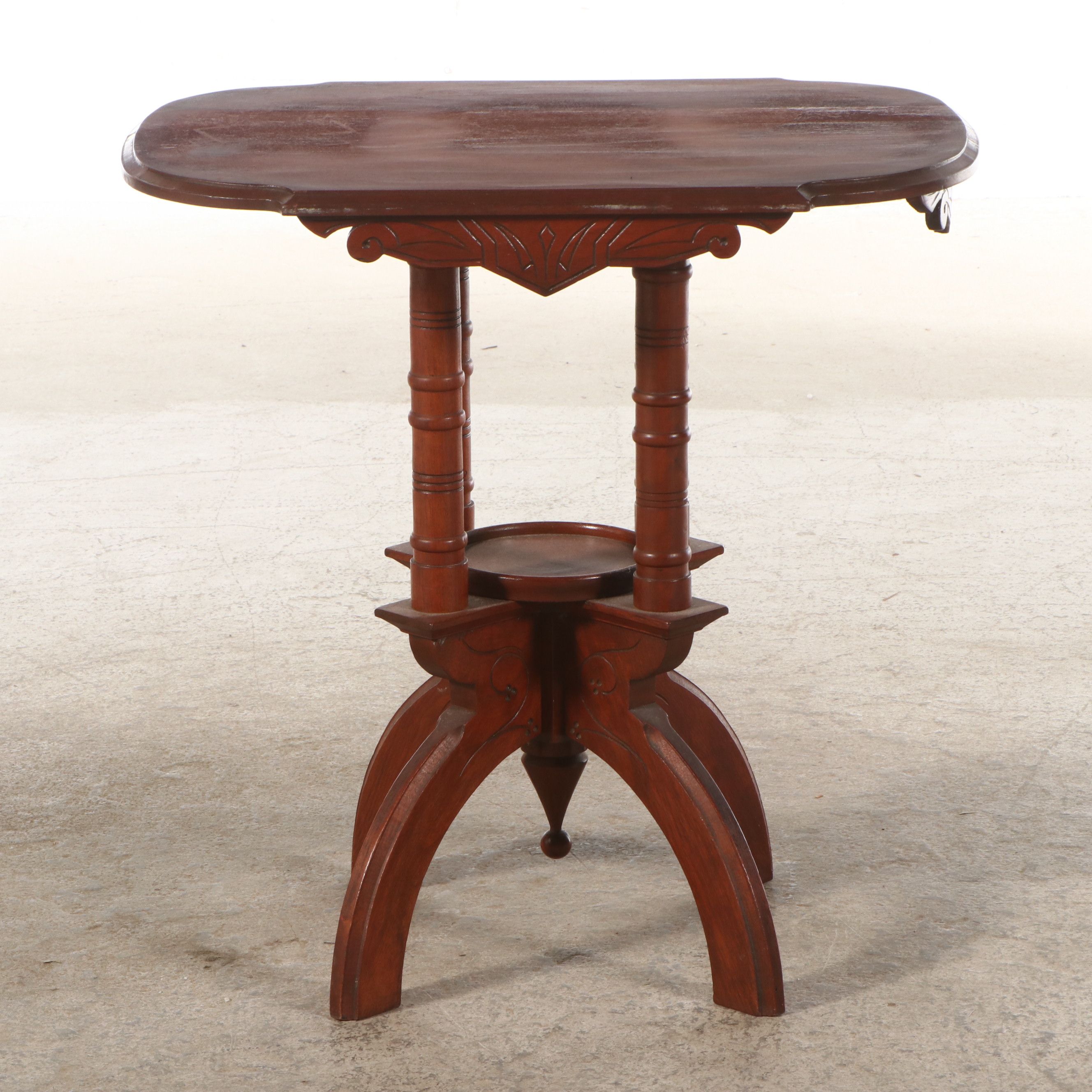 Victorian Eastlake Style Carved Wood Lamp Table, Late 19th/ Early 20th Century