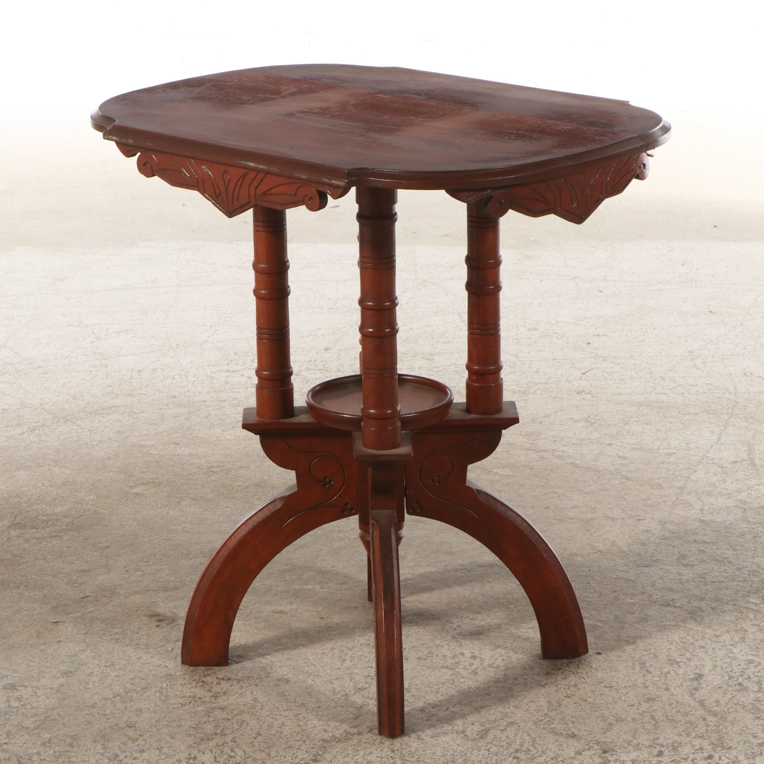 Victorian Eastlake Style Carved Wood Lamp Table, Late 19th/ Early 20th Century
