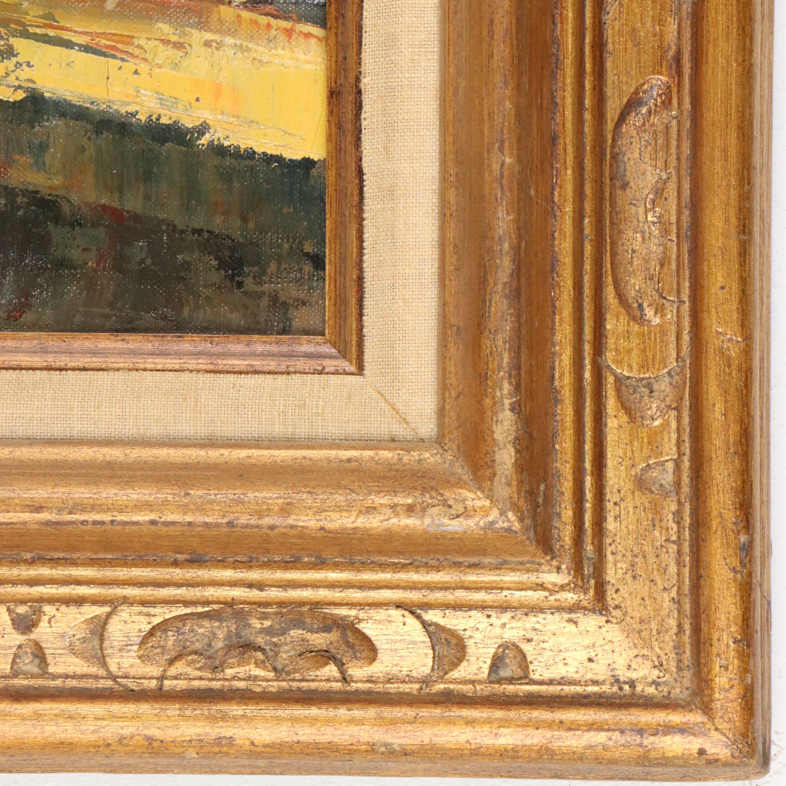 Impressionistic Oil Painting of European Cityscape, 20th Century