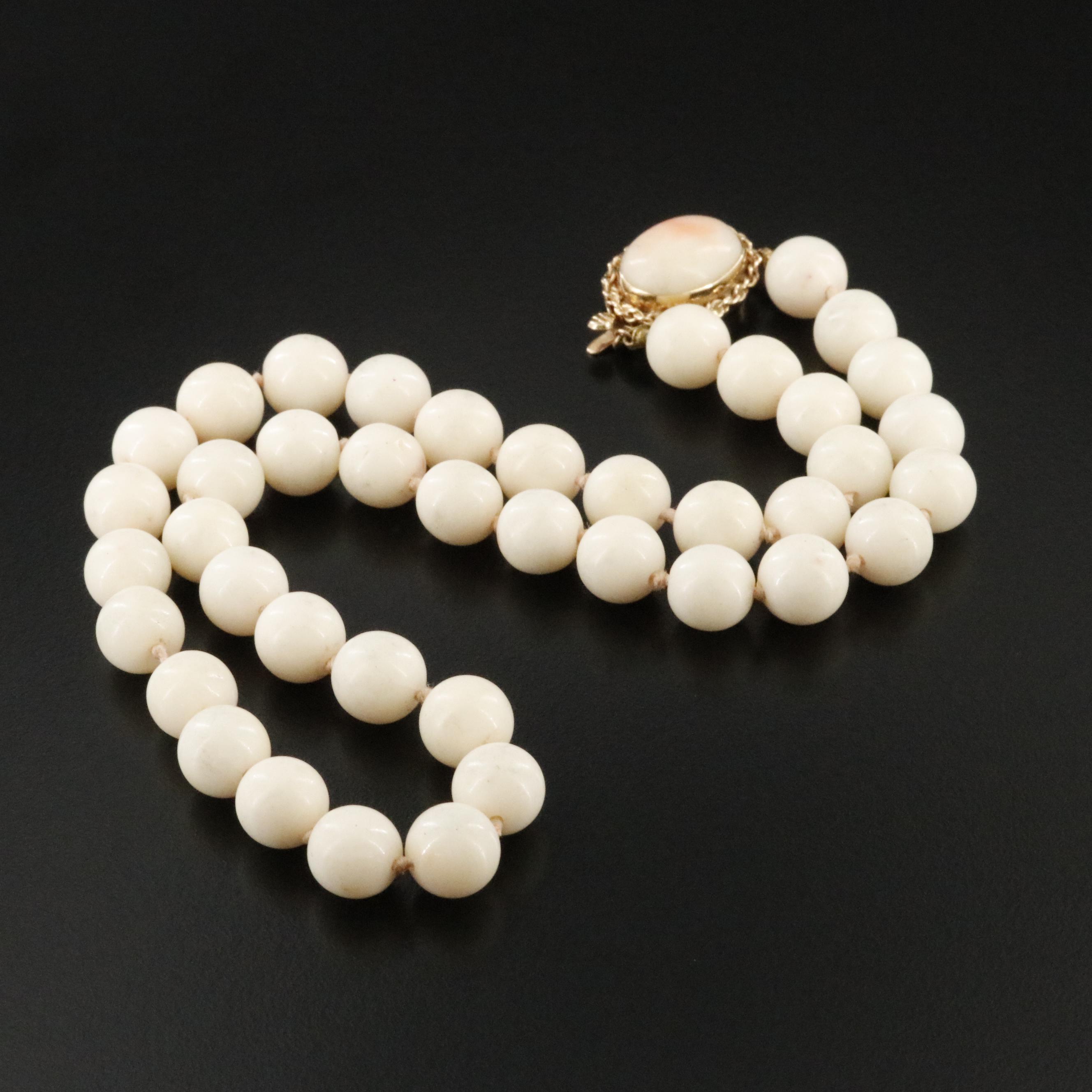 Coral Bead Necklace with 14K Clasp