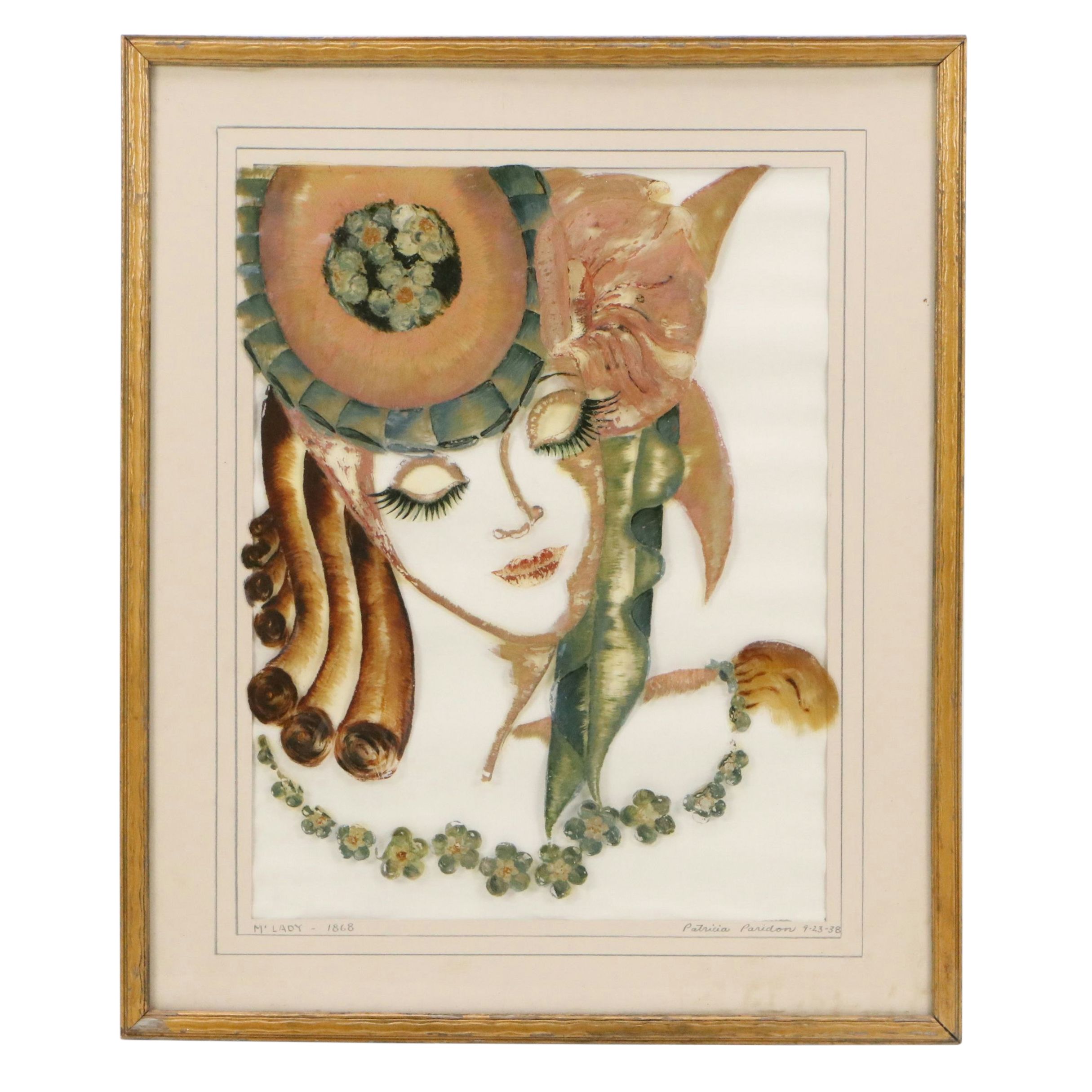 Patricia Paridon Oil Portraits on Glass "M'Lord" and "M'Lady," 1938