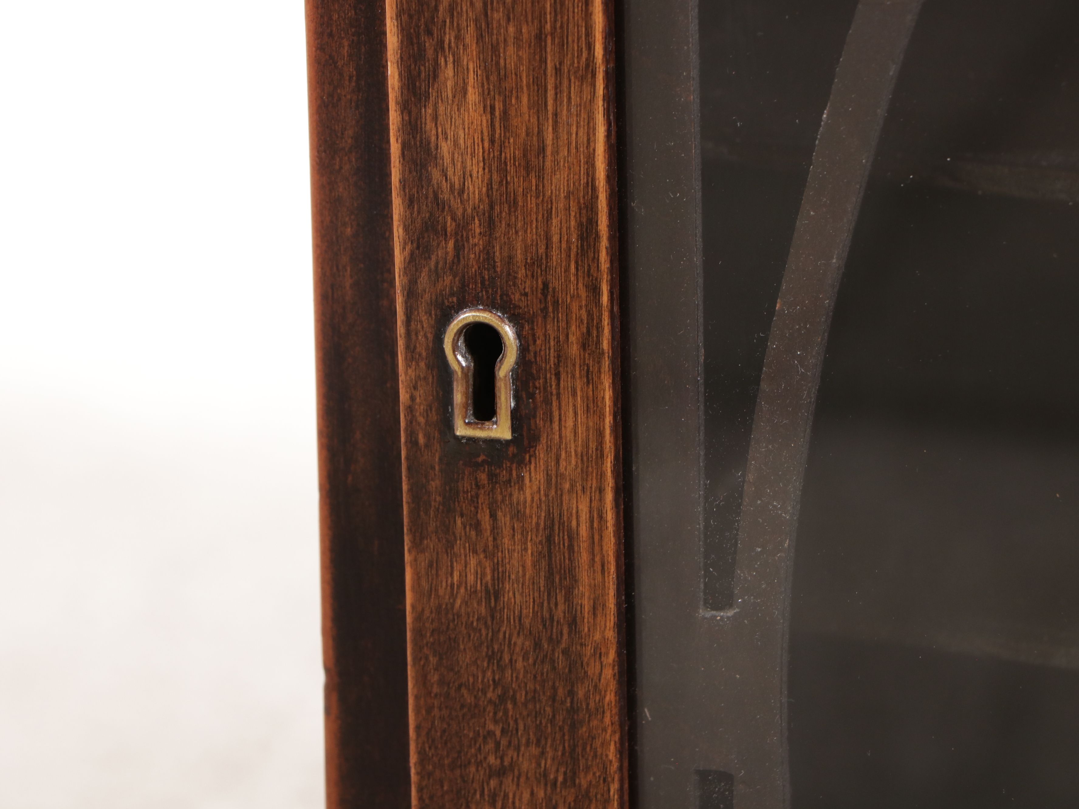 Art Deco Style Walnut Finish Glass Front Music Cabinet, Early 20th Century