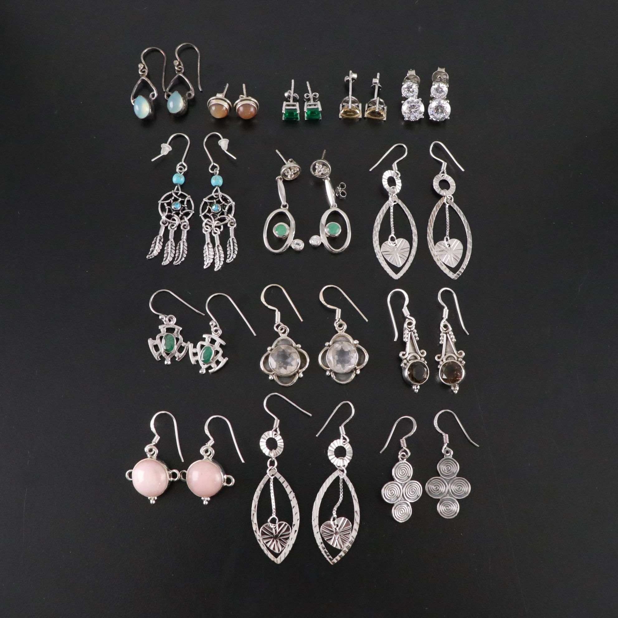 14 Assorted Sterling Silver Earrings