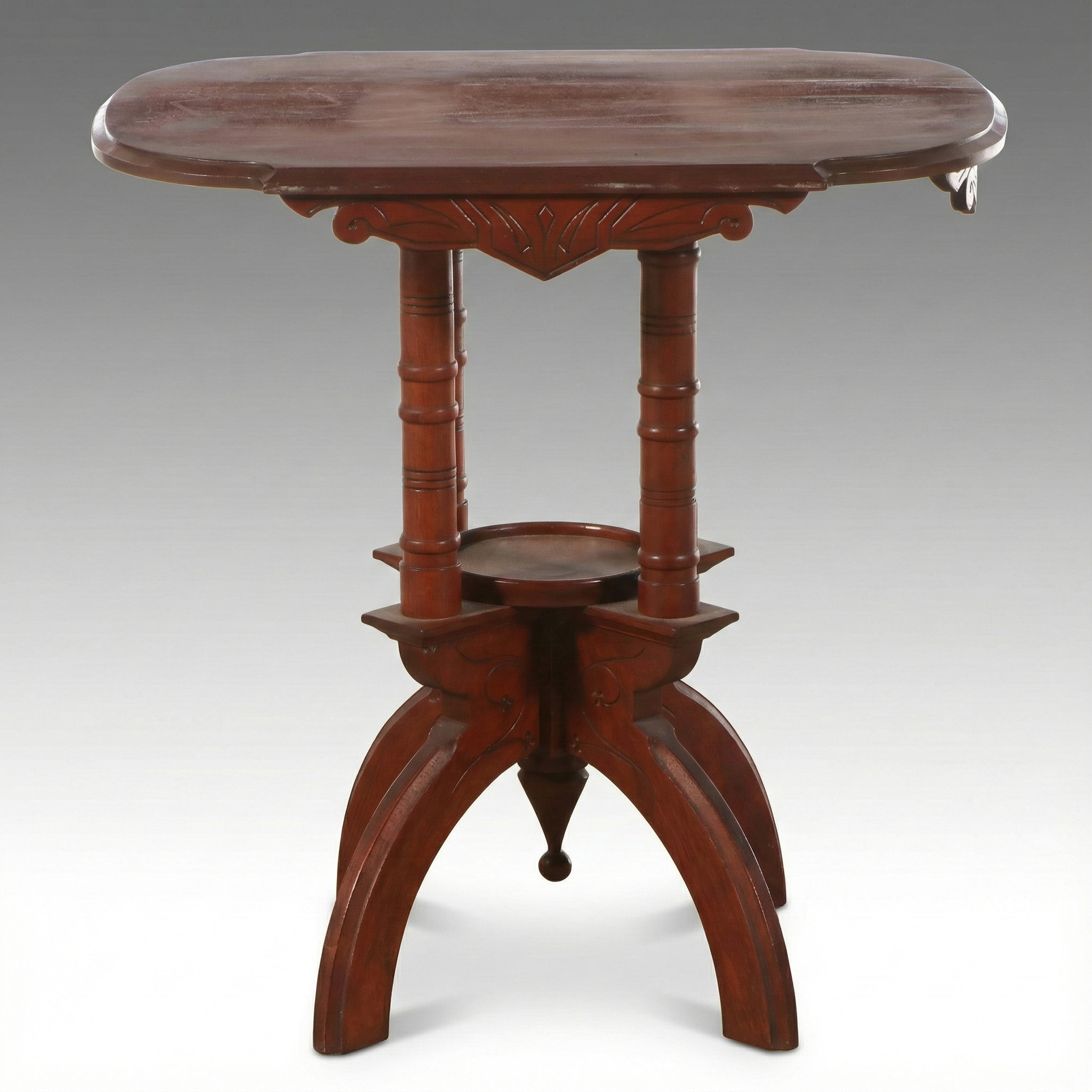 Victorian Eastlake Style Carved Wood Lamp Table, Late 19th/ Early 20th Century