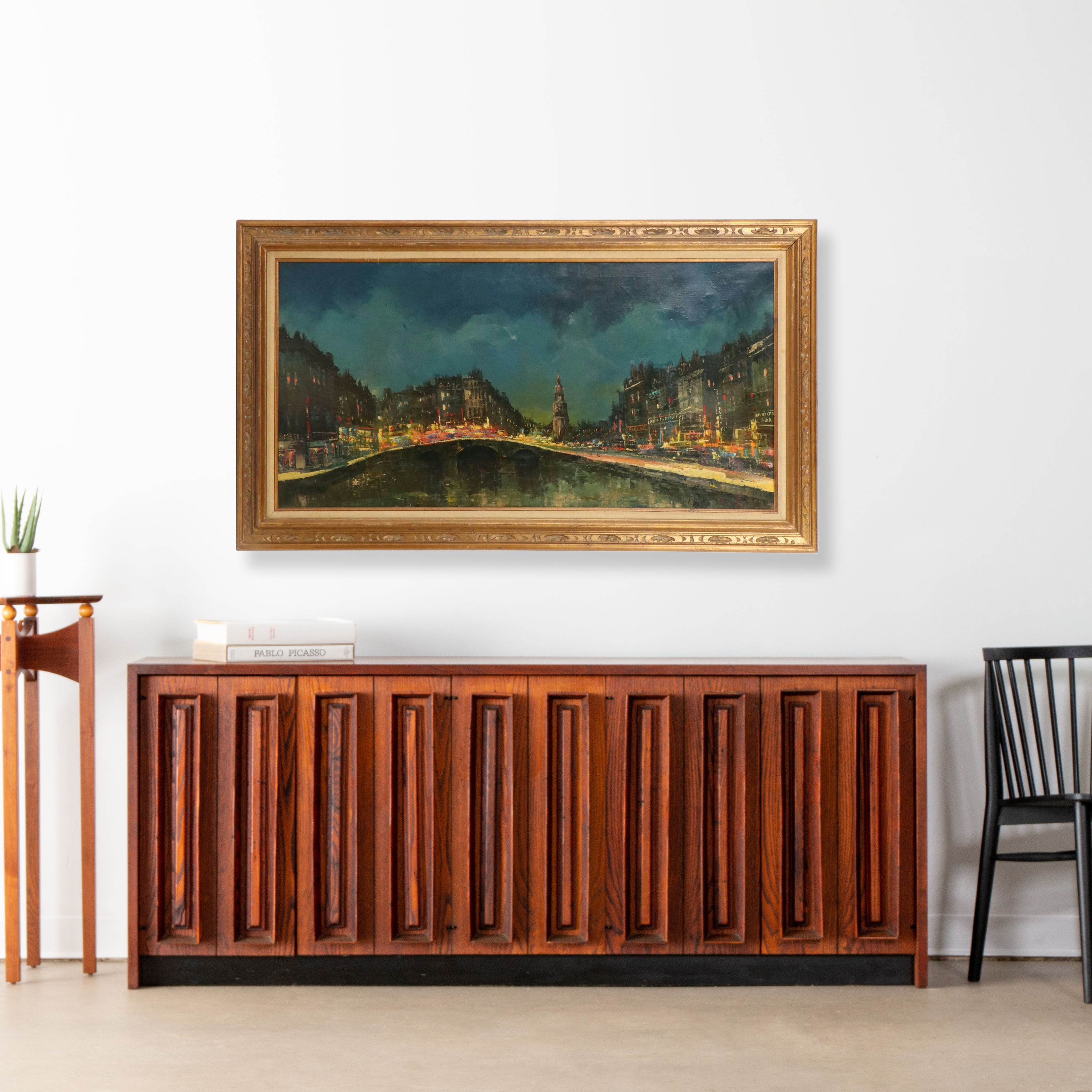 Impressionistic Oil Painting of European Cityscape, 20th Century