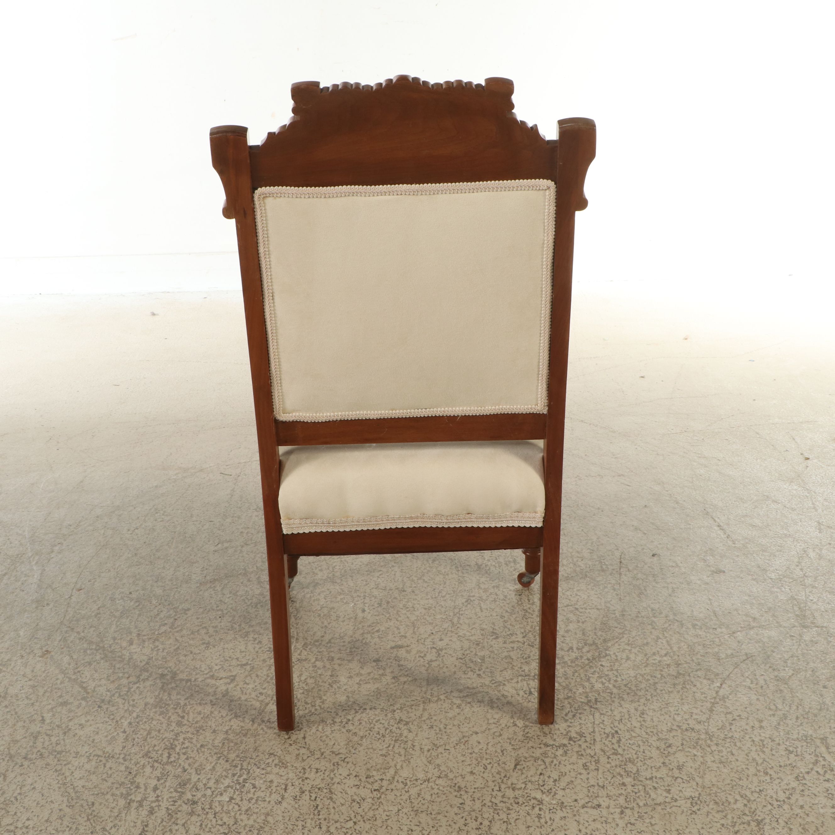 Pair of Eastlake Style Carved and Incised Wood Side Chairs, Late 19th Century