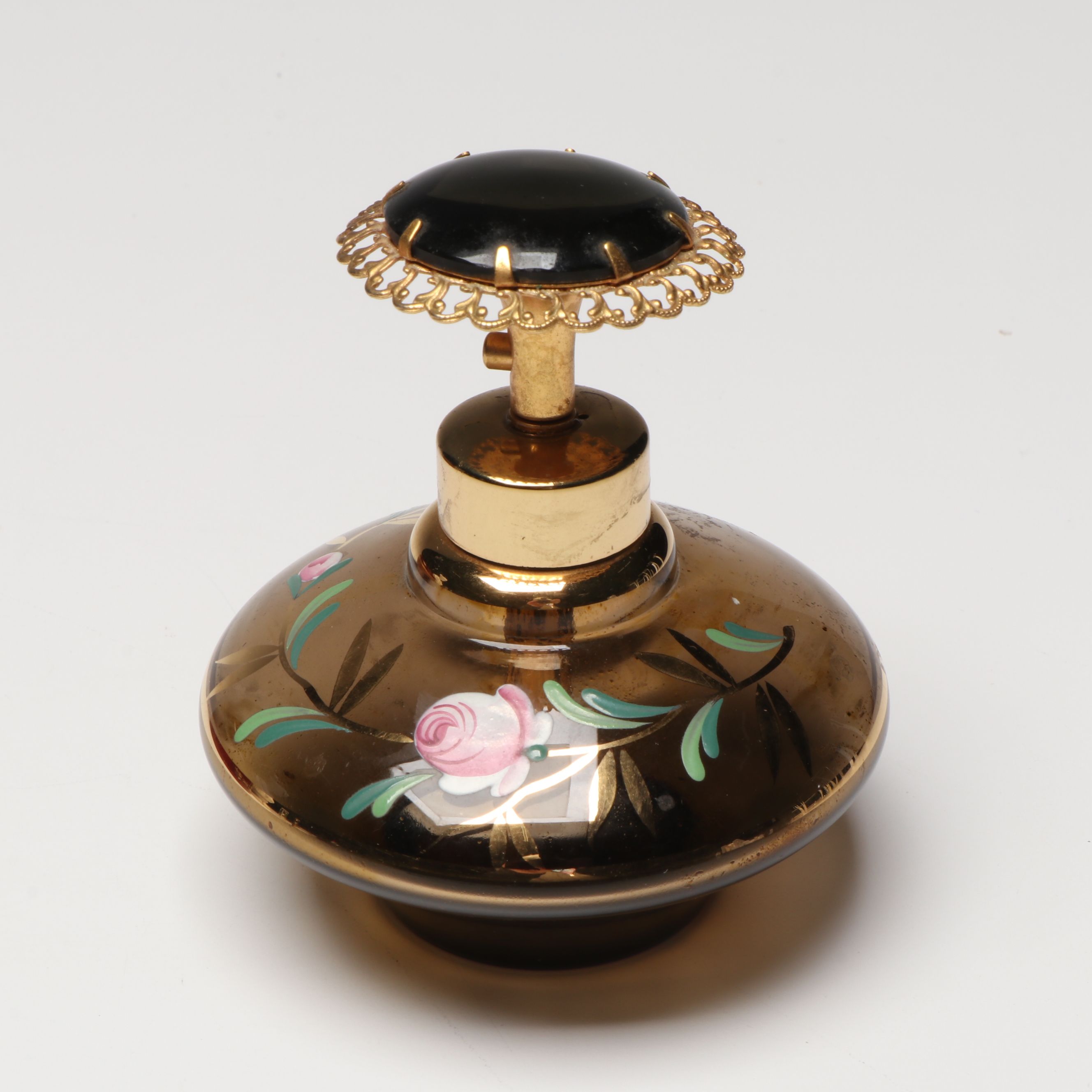 DeVilbiss Hand-Painted Perfume Bottle with Porcelain and Other Table Accessories