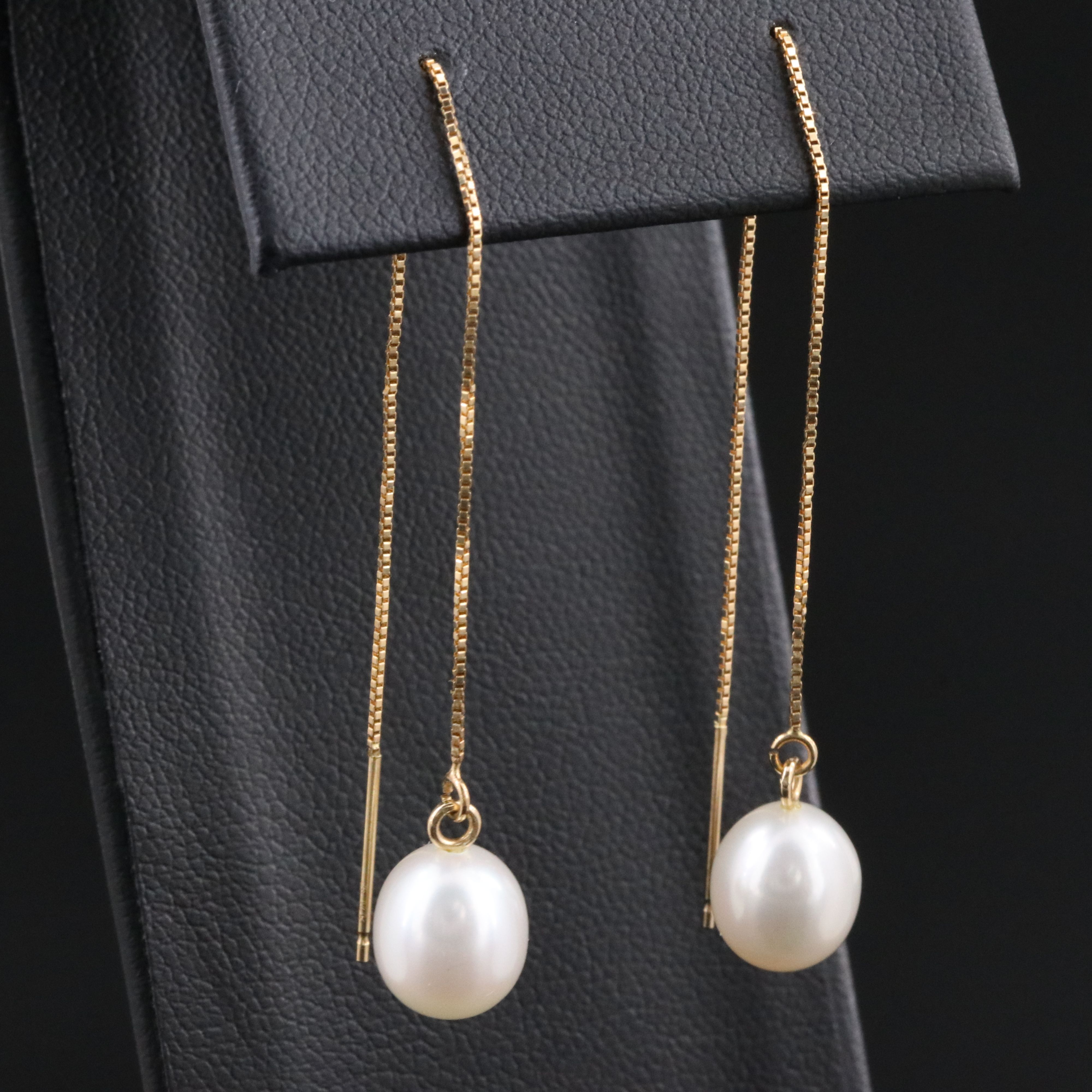 14K Pearl Threader Earrings