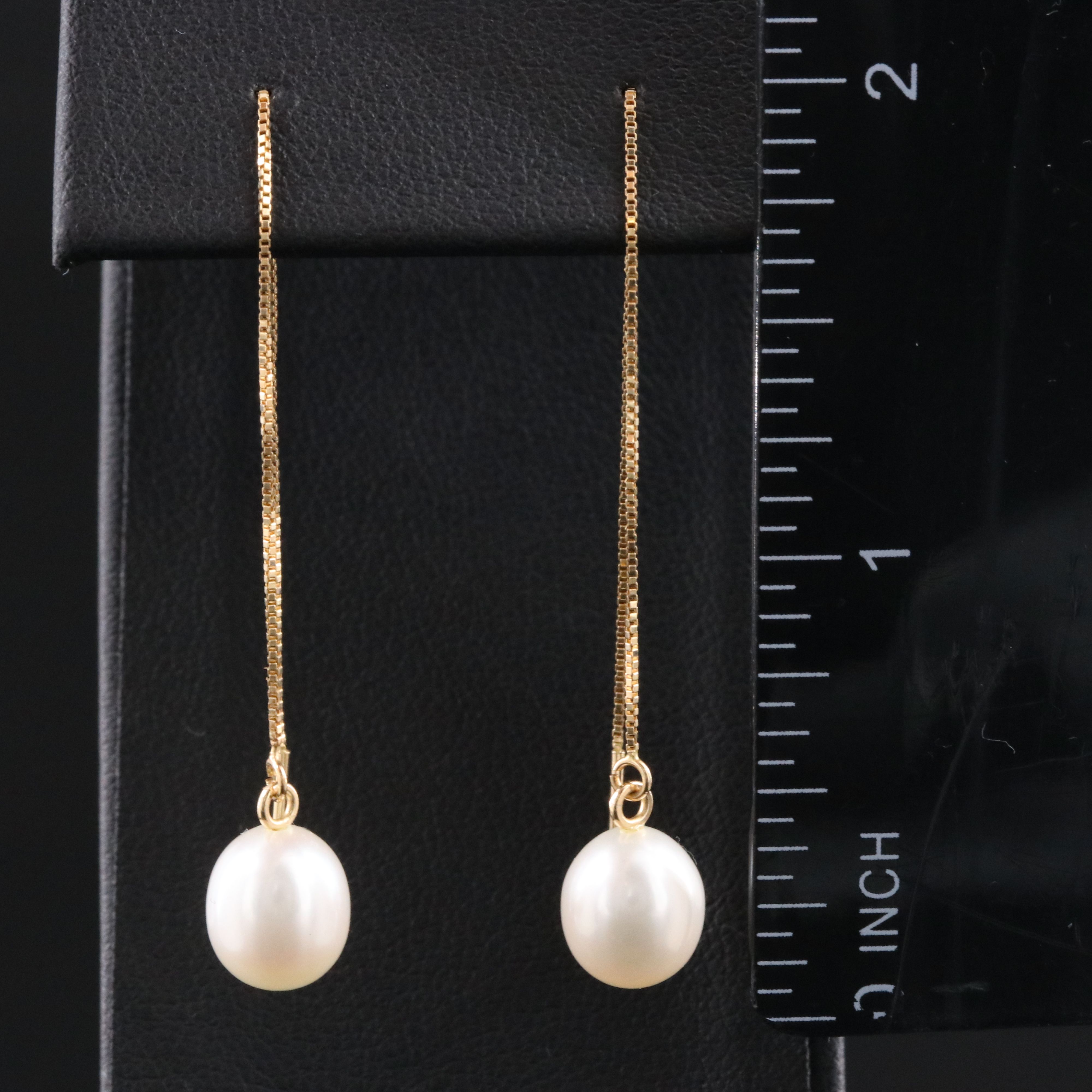 14K Pearl Threader Earrings
