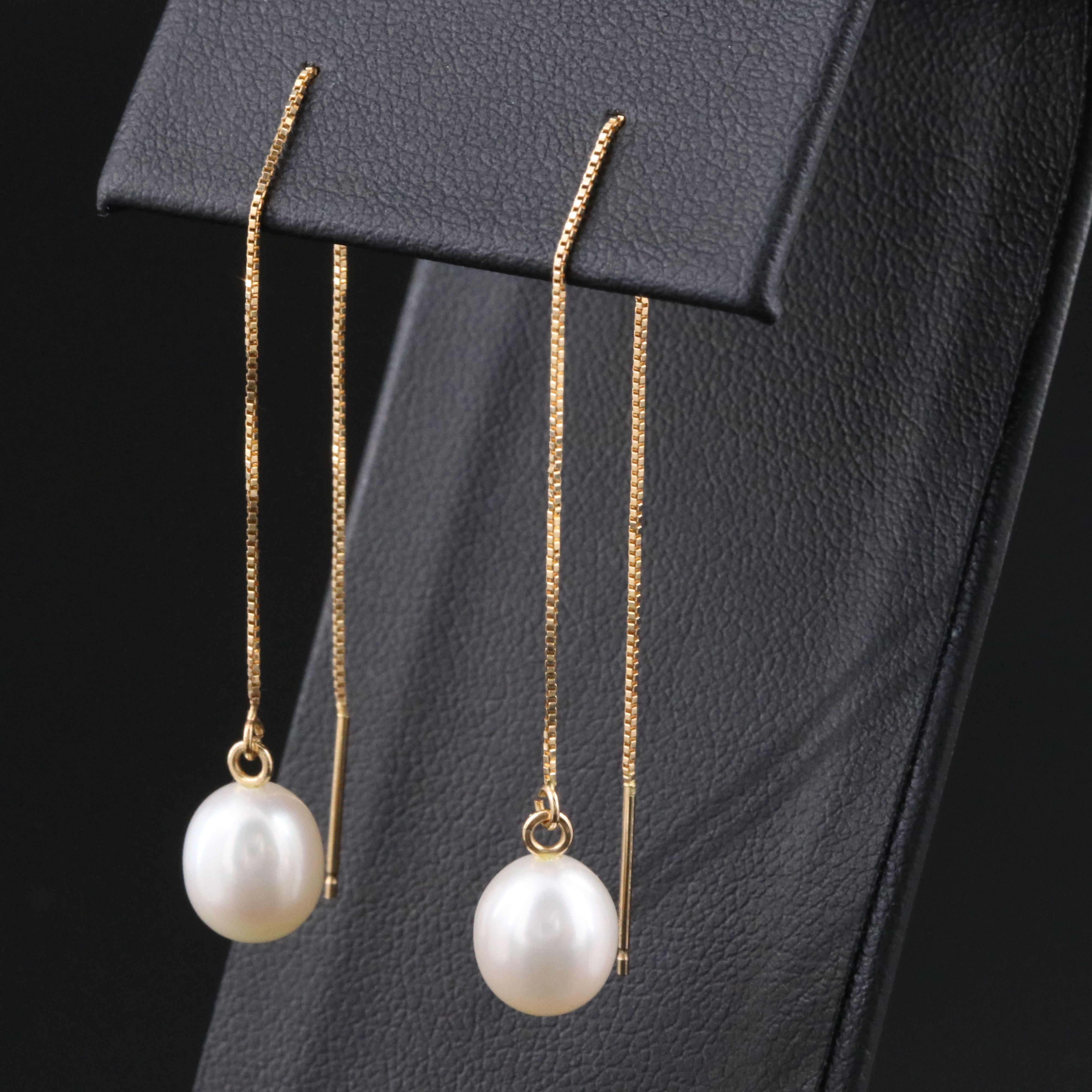 14K Pearl Threader Earrings