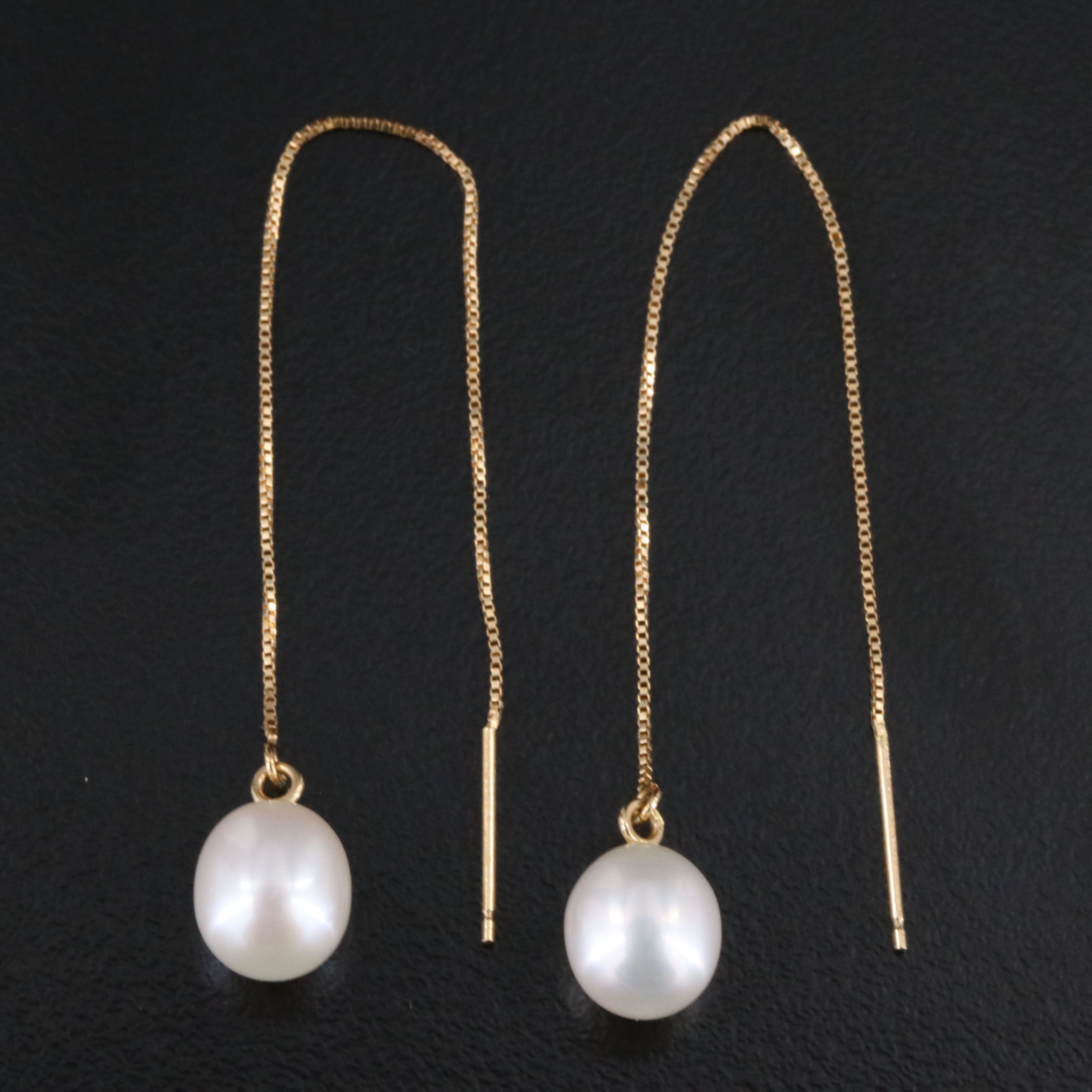14K Pearl Threader Earrings
