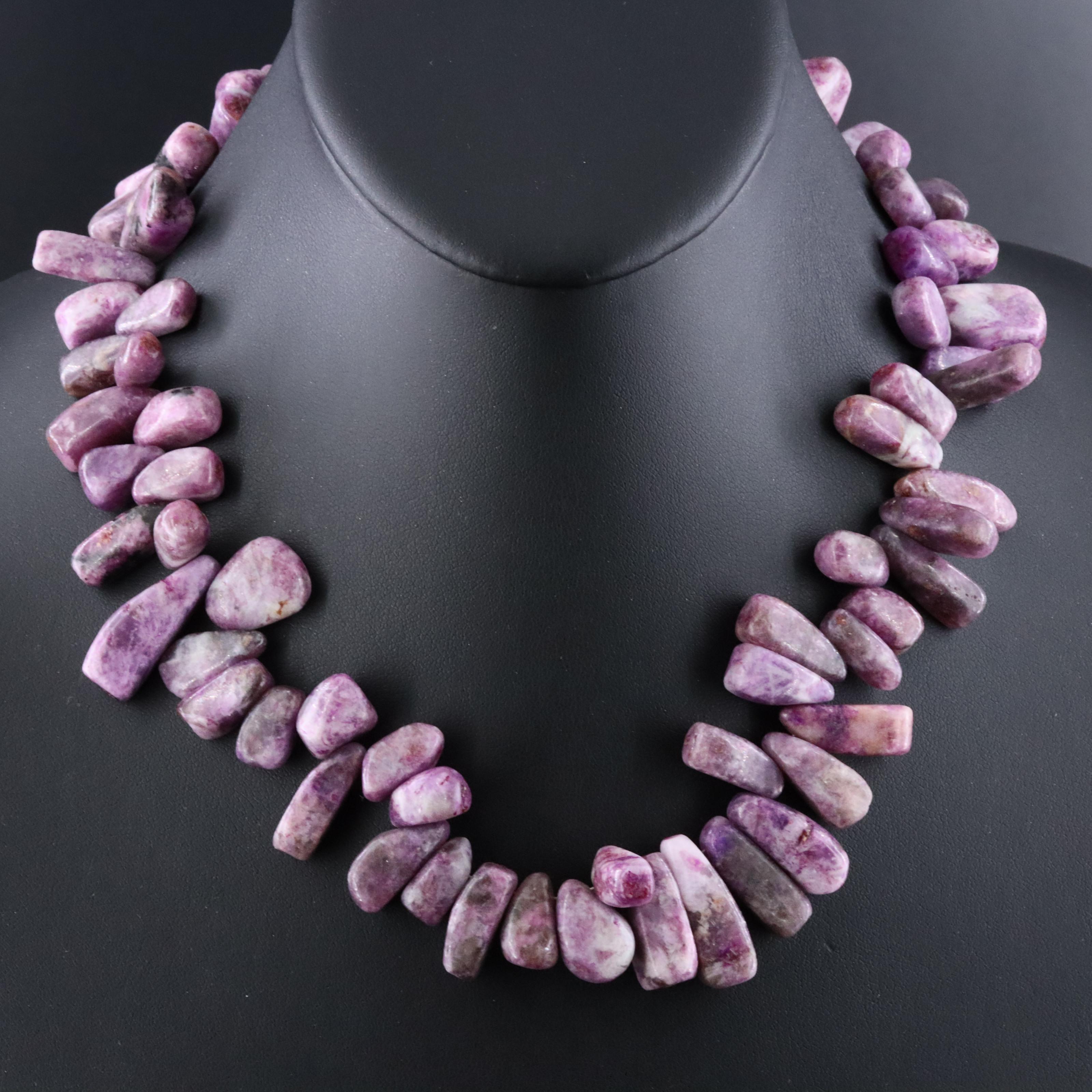 Quartzite Bead Necklace with Sterling Clasp