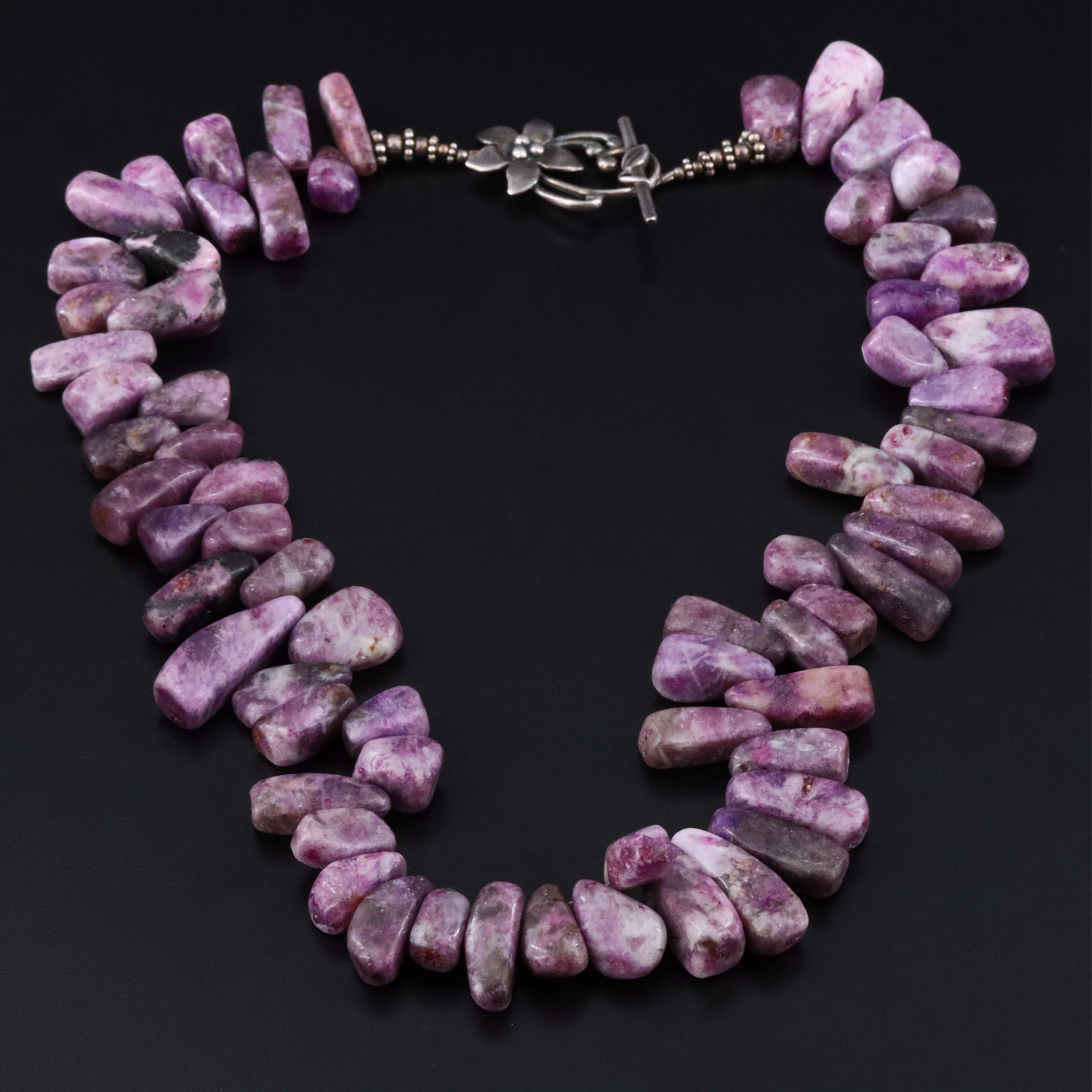 Quartzite Bead Necklace with Sterling Clasp
