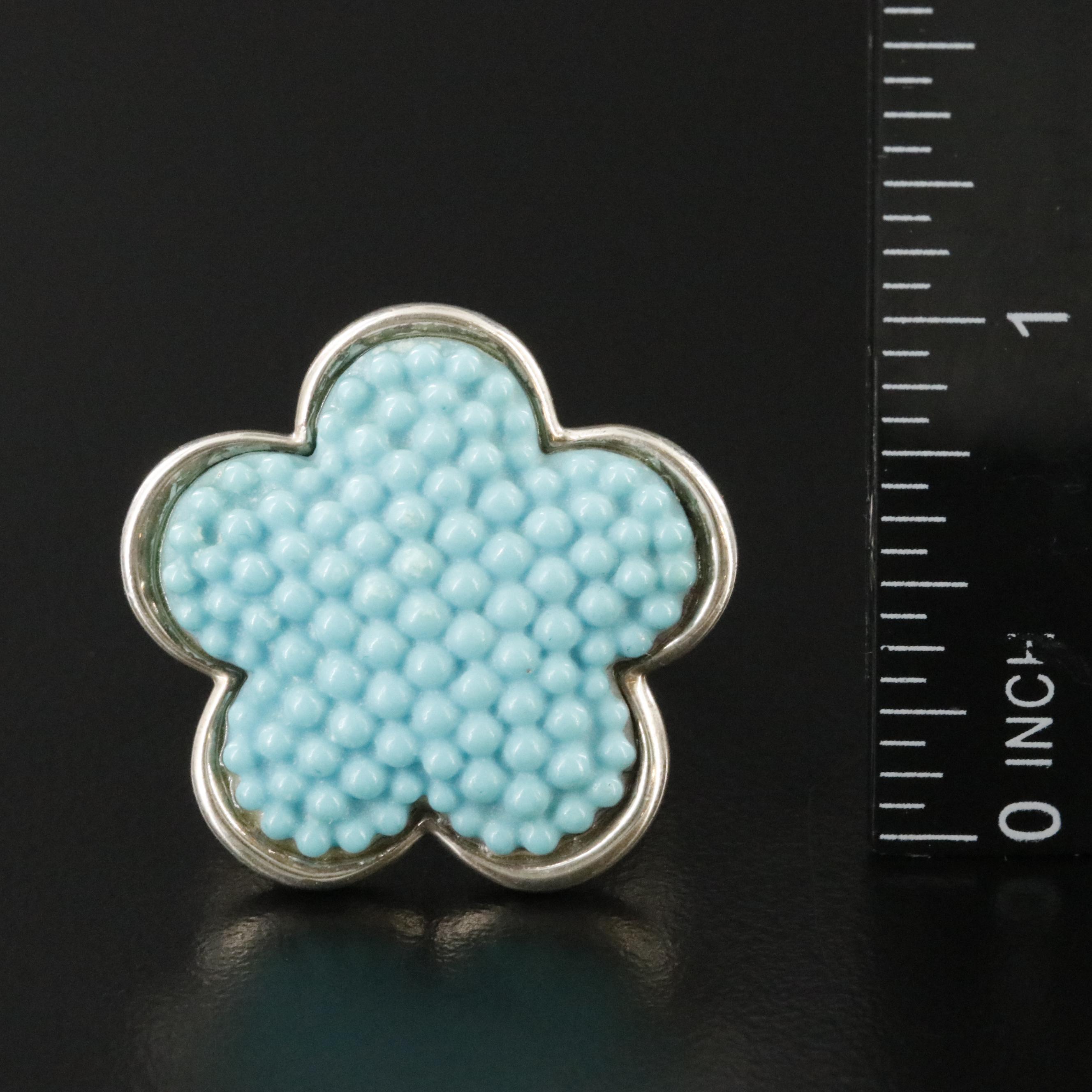 Lagos Caviar Sterling and Faux Turquoise Flower Ring