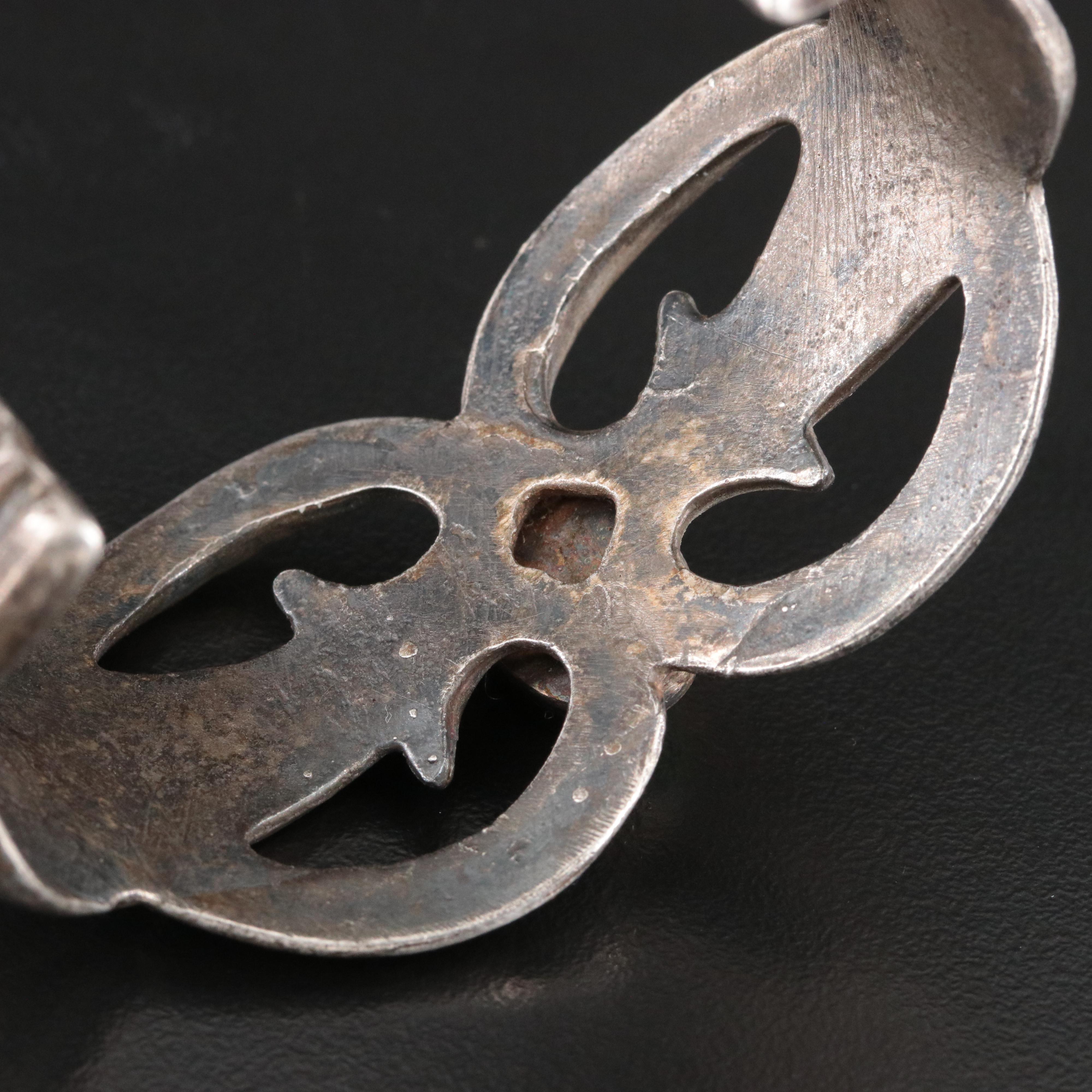 Vintage Southwestern Sterling Turquoise Sand Cast Cuff Bracelet