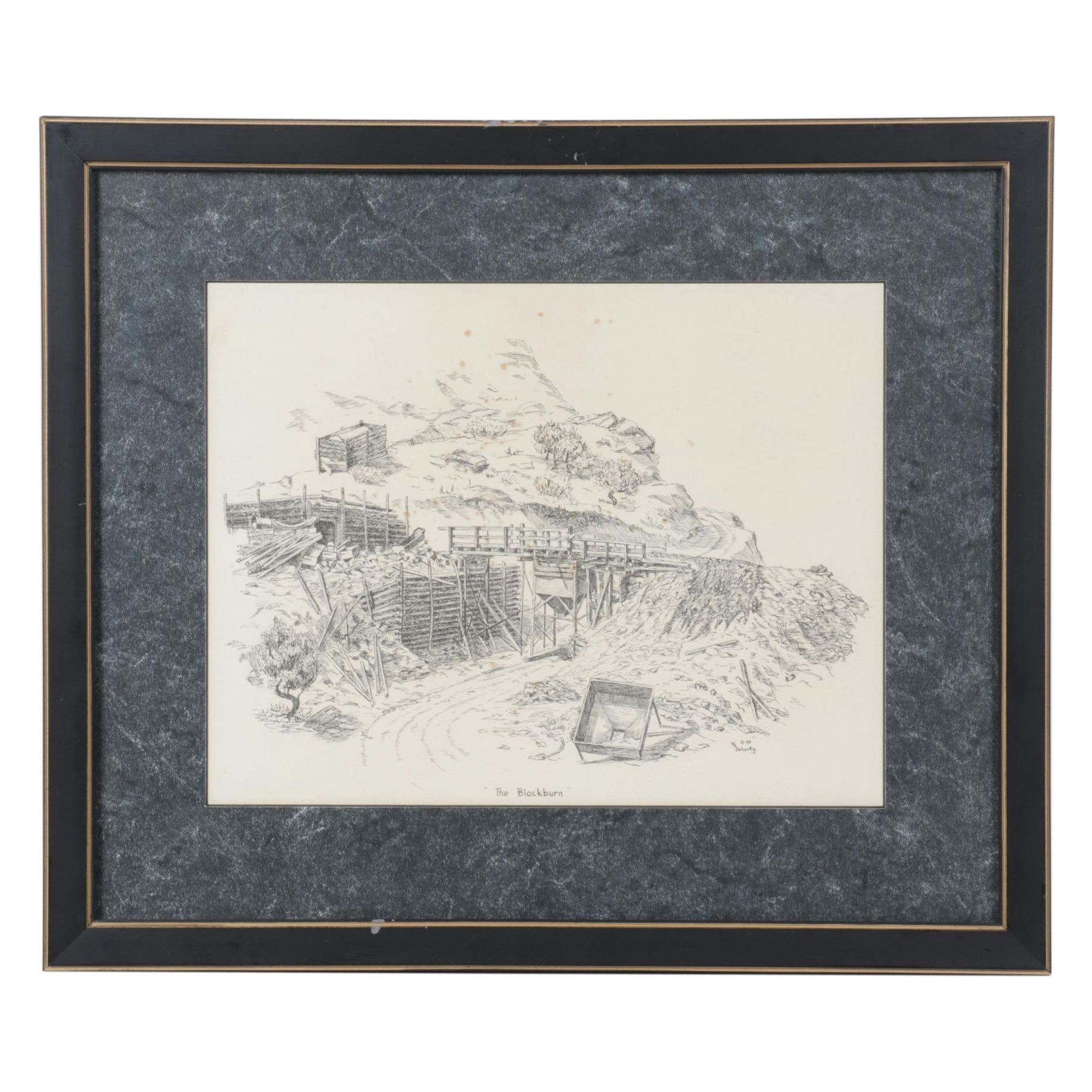 W.R. Doherty Etching of Mines "The Blackburn", 1970