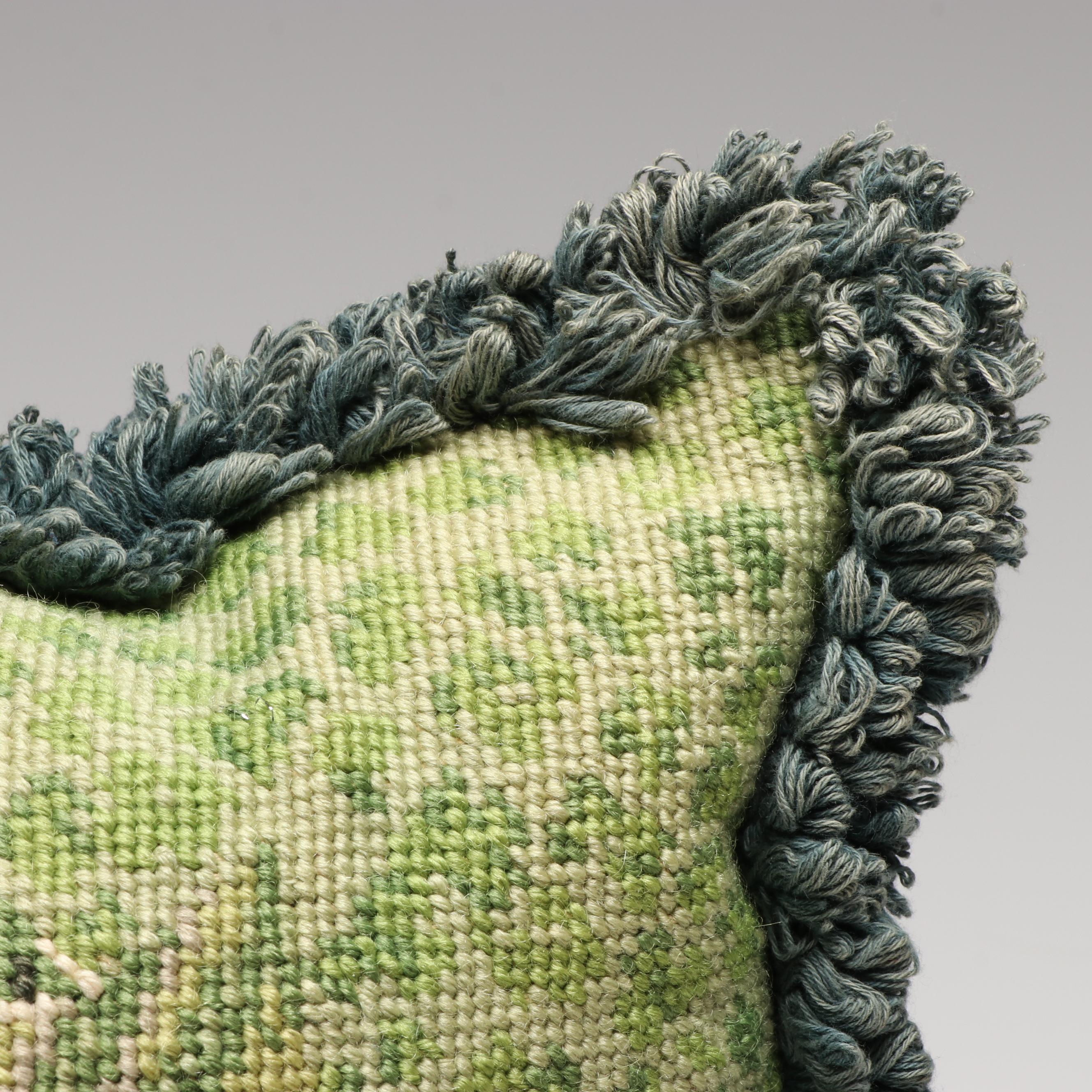 Vintage Floral Needlepoint Pillows with Dragon Needlepoint Accent Pillow